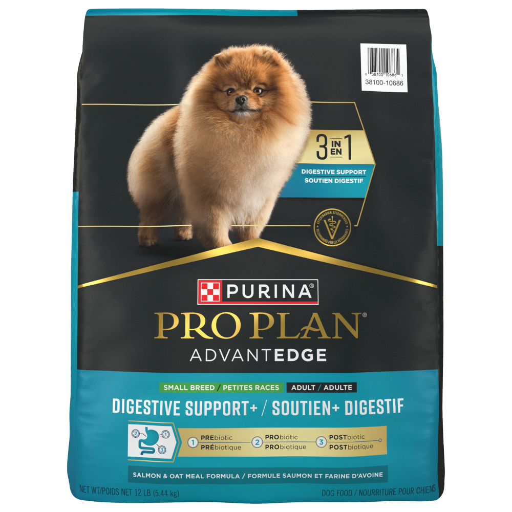 Purina Pro Plan AdvantEDGE Digestive Support+ Small Breed Salmon & Oat Meal Formula Adult Dry Dog Food - front of bag