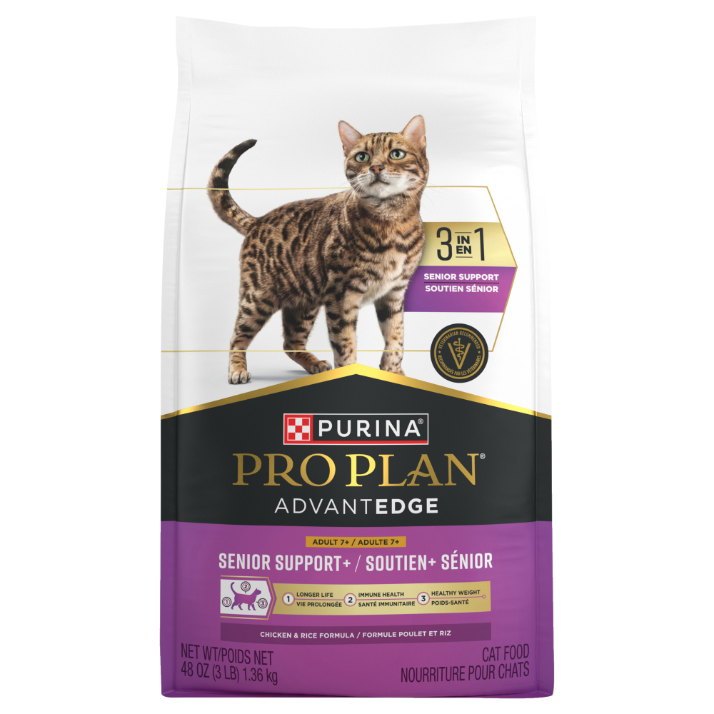 Purina Pro Plan AdvantEDGE Senior Support+ Chicken & Rice Formula Adult 7+ Dry Cat Food - front of bag