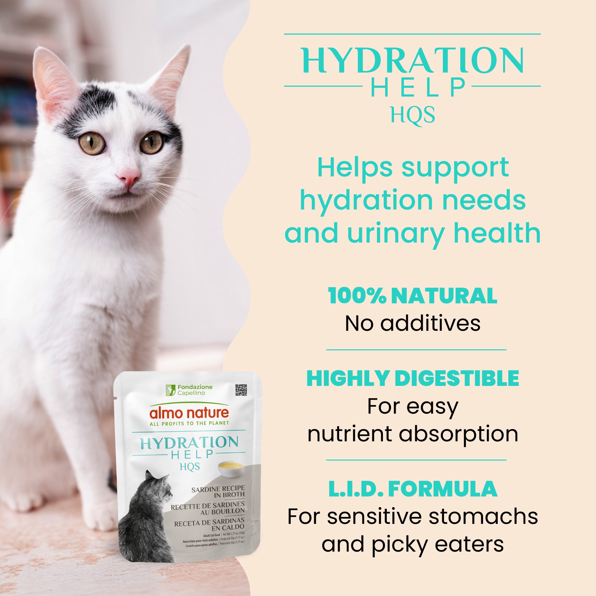 Almo Nature HQS Hydration Help Sardine Recipe in Broth for Cats