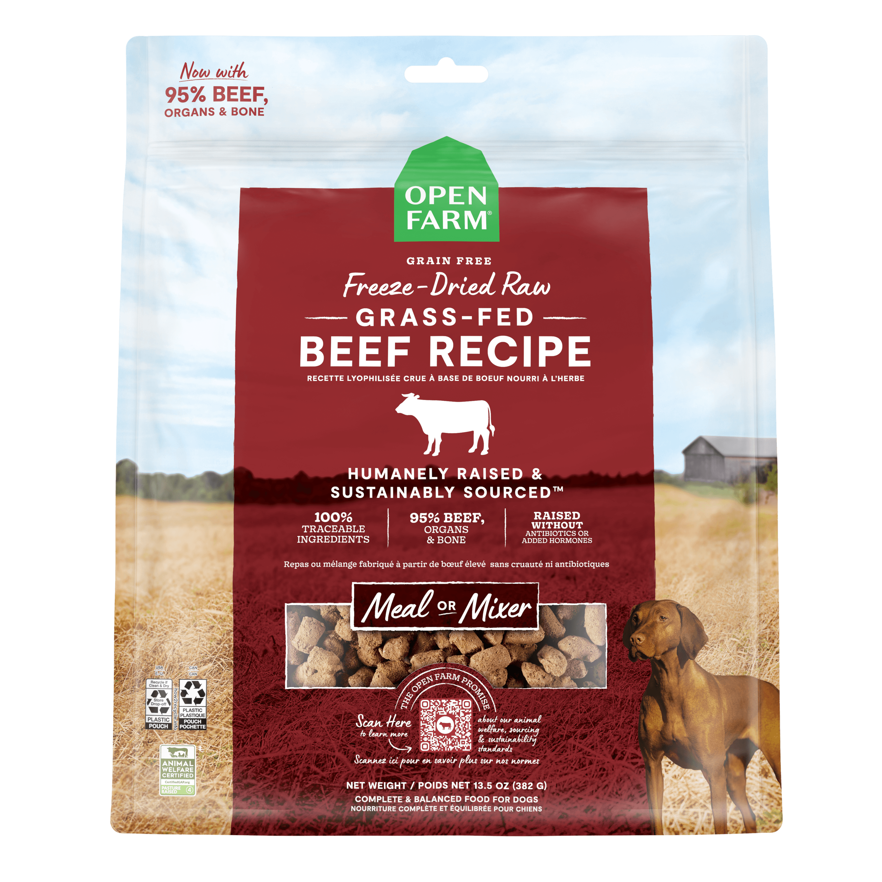 Open Farm Dog Food Grass Fed Beef Freeze Dried Raw - 99g - Dog Food - Open Farm - PetMax Canada