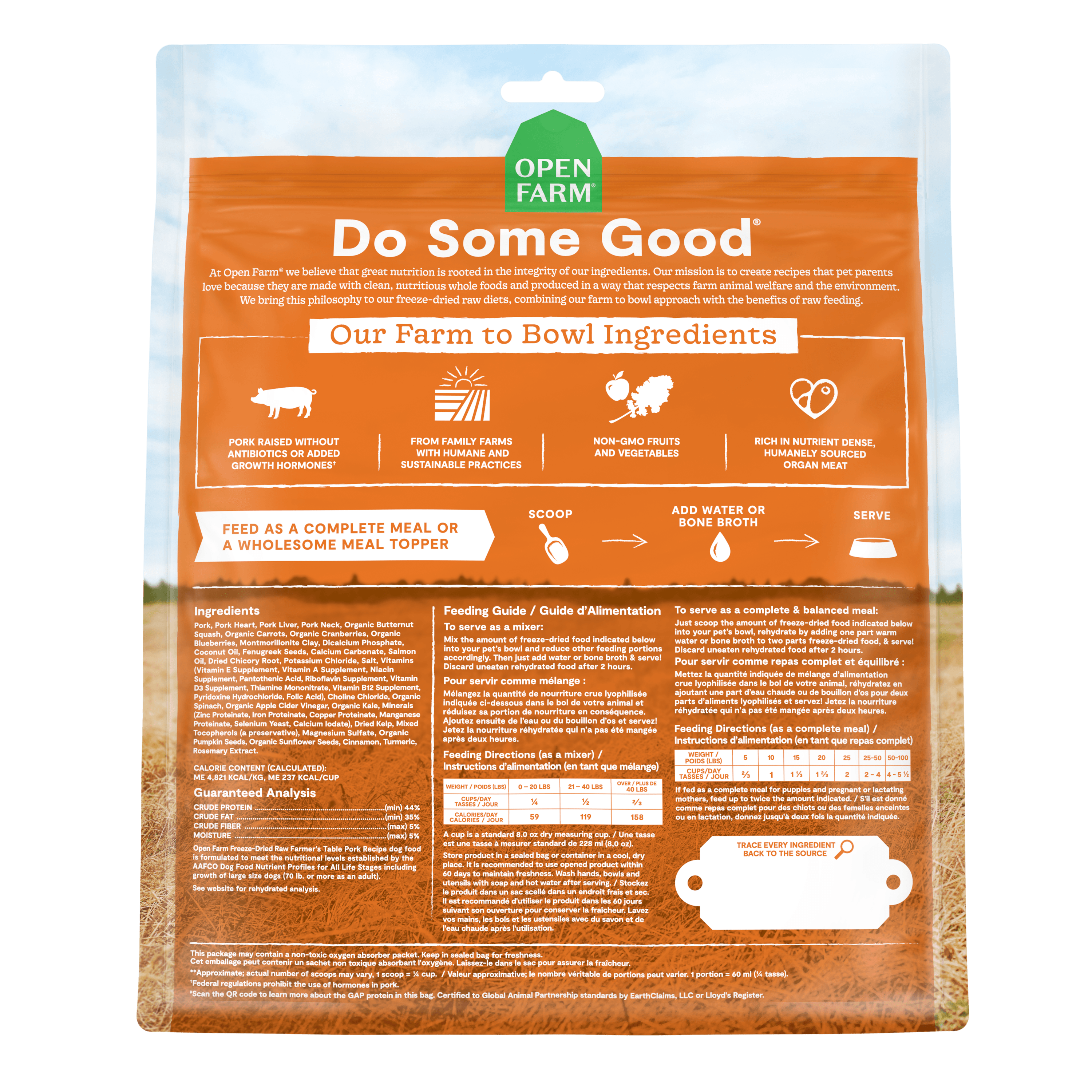 Open Farm Dog Food Farmers Table Pork Freeze Dried Raw - 99g - Dog Food - Open Farm - PetMax Canada