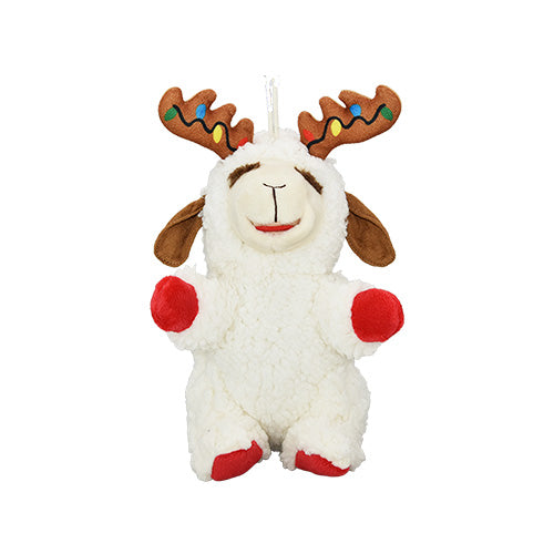Multipet Holiday Lamb Chop Sitting with Antlers Plush Dog Toy - Plush Dog Toy - Multipet - PetMax Canada