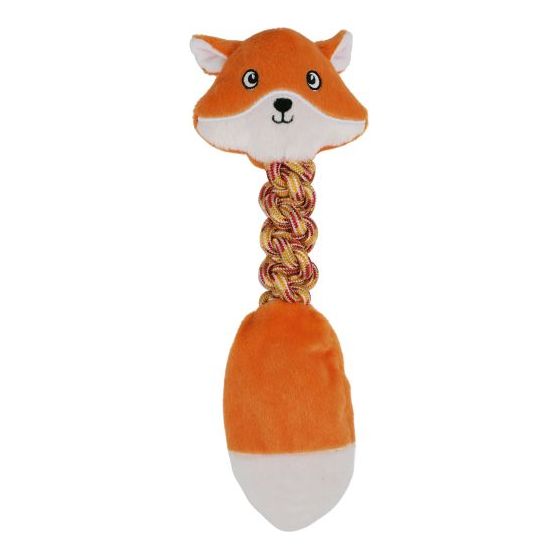 Bud Z Plush Dog Toy With Rope Red Fox PetMax