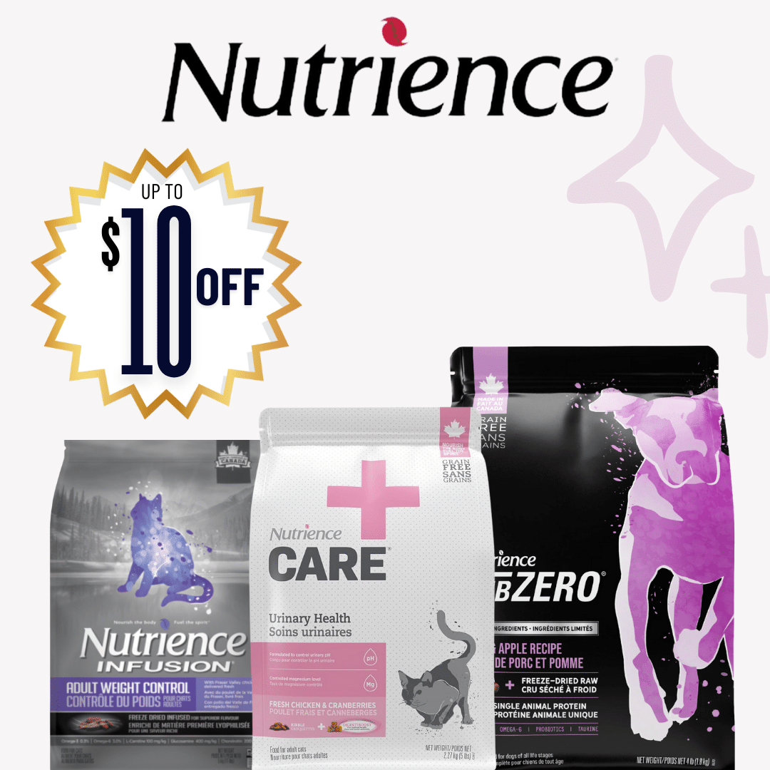 Nutrience Pet Food up to $10 Off for the month of May