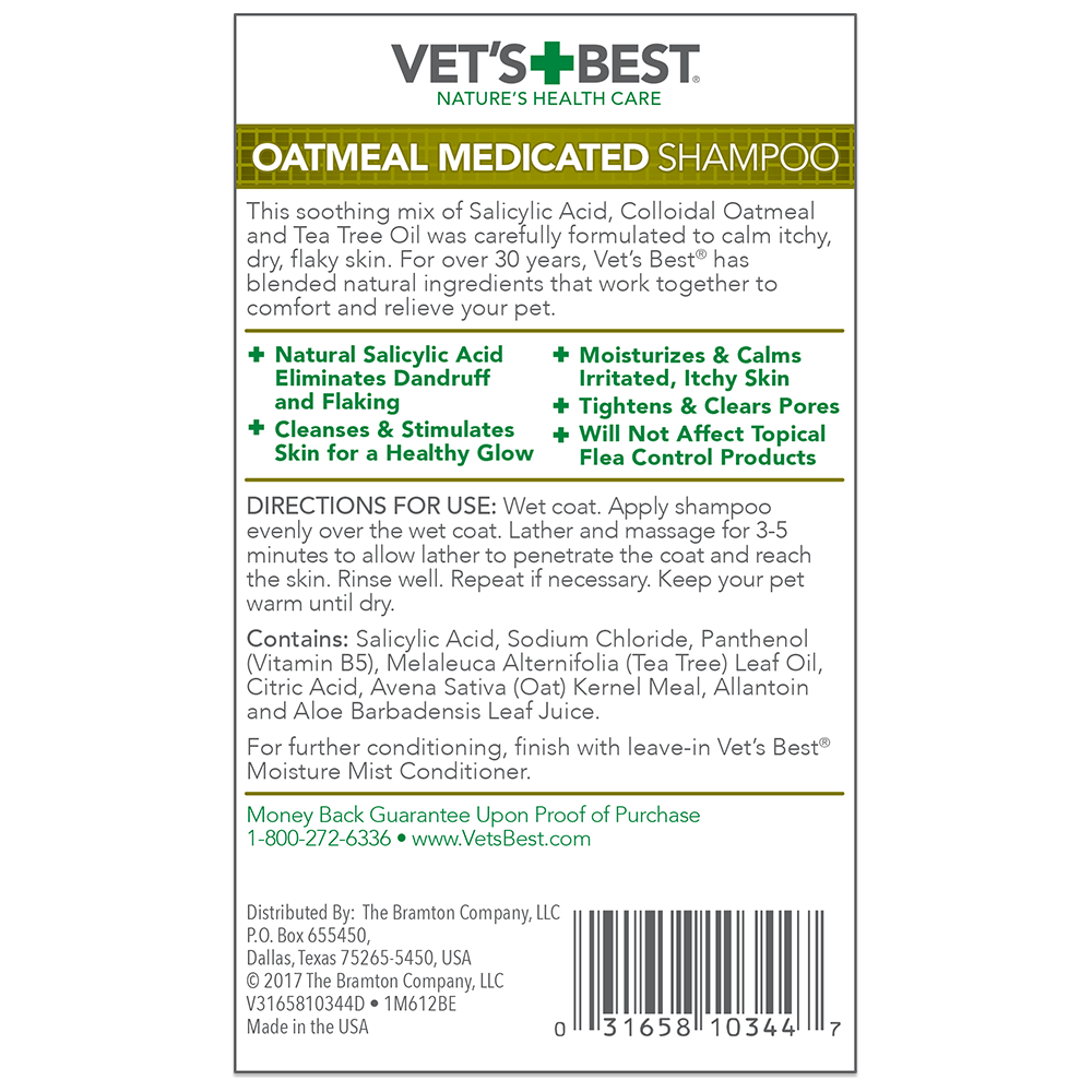 Vets Best Oatmeal Medicated Dog Shampoo