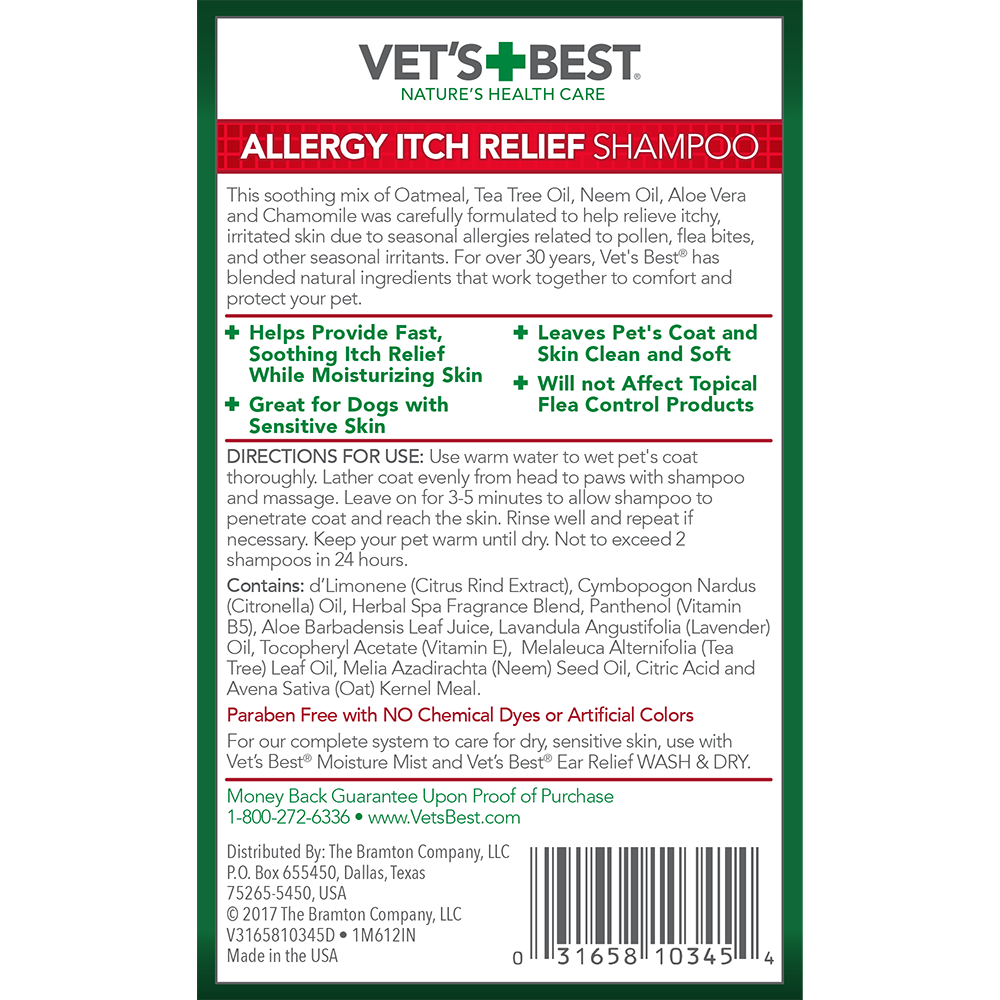 Vets Best Allergy Itch Relief Dog Shampoo