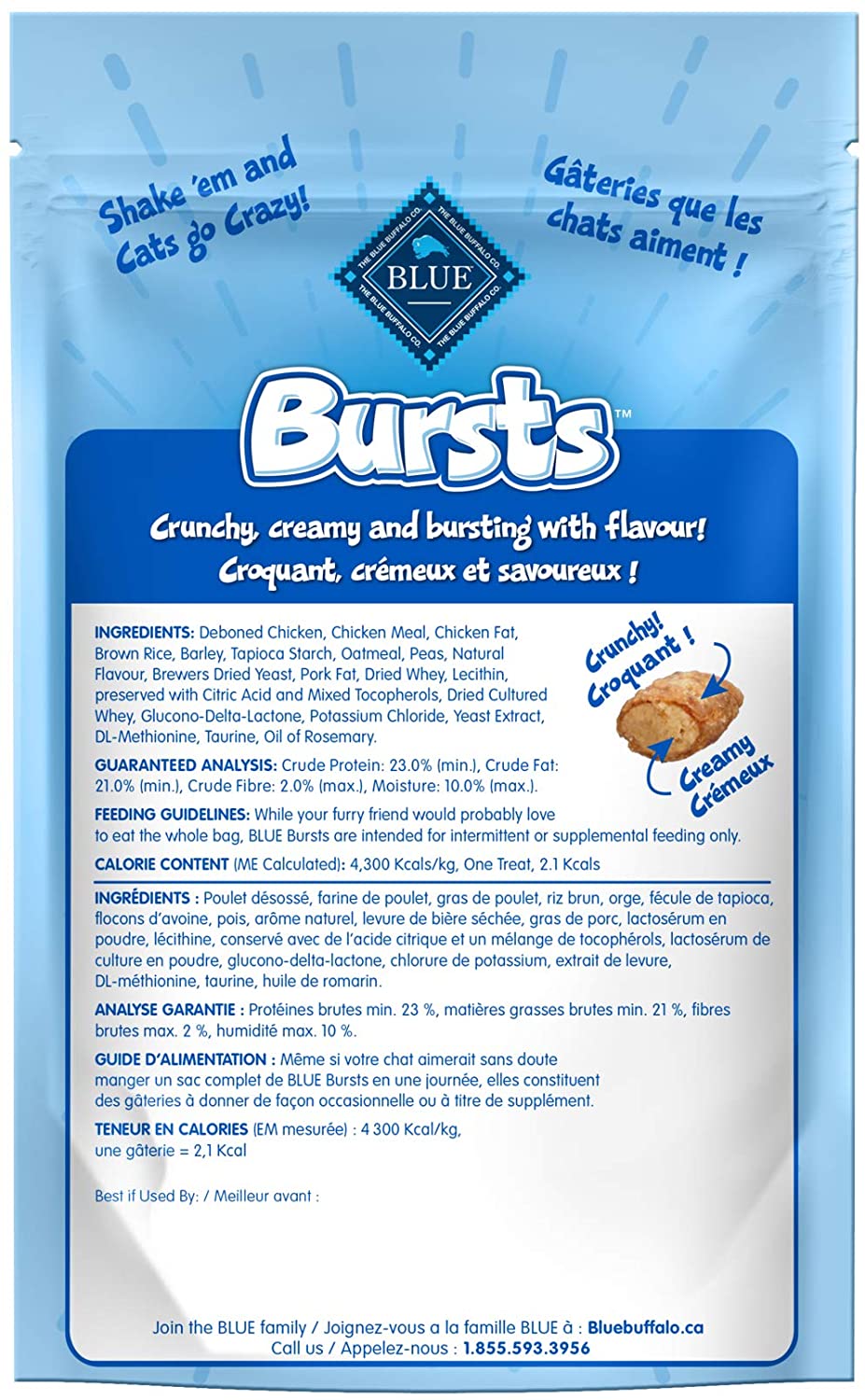 Blue Buffalo Bursts Crunchy Cat Treats Chicken Flavour - Image 3 - Blue Buffalo - PetMax Canada