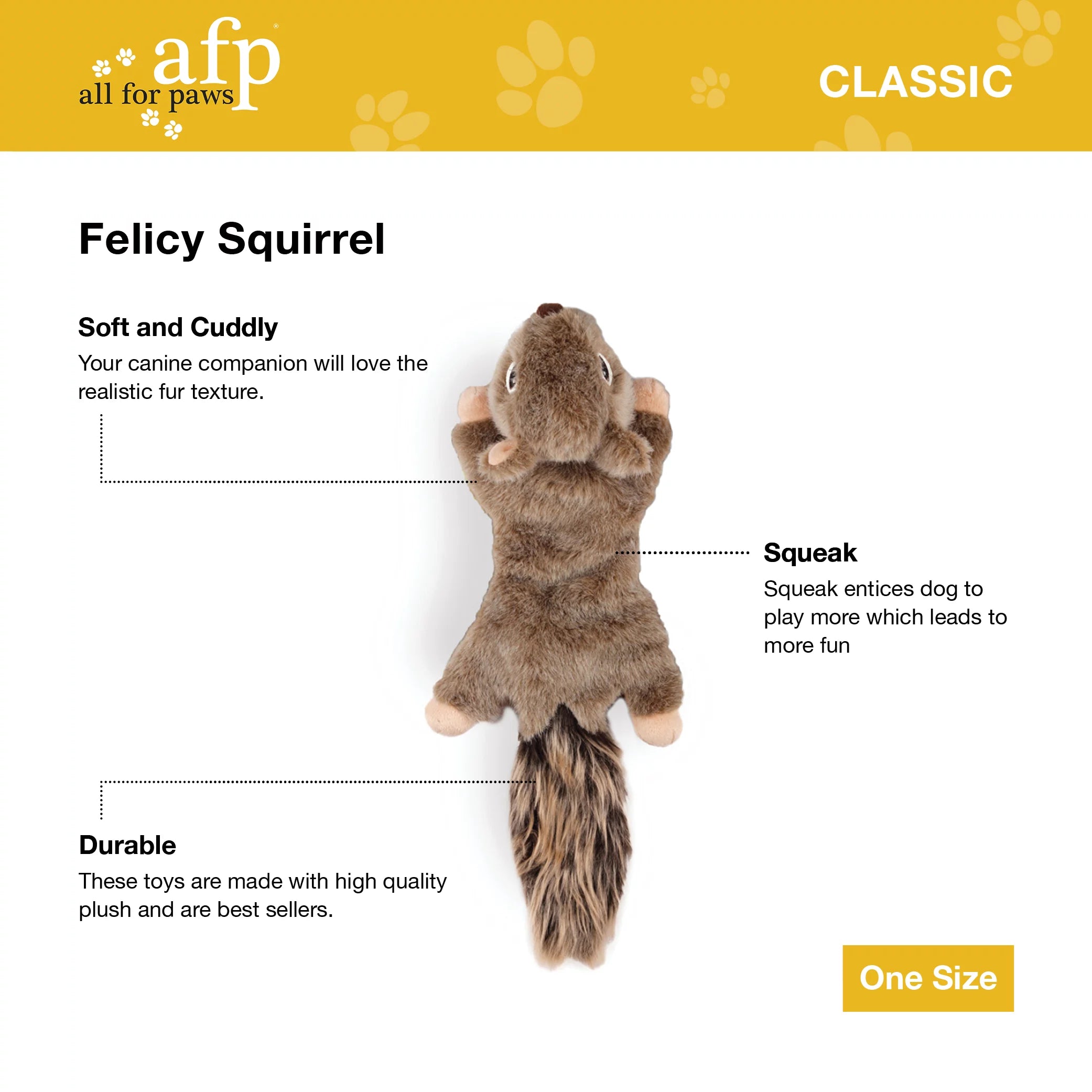 All For Paws Woodland Classic Omer Felicy Squirrel Toy