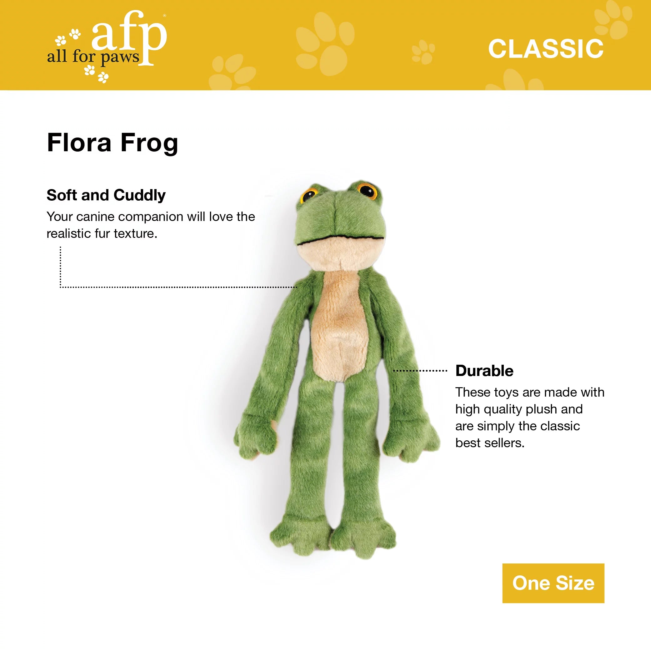 All For Paws Woodland Classic Flora Frog Toy