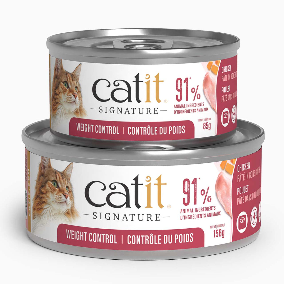 Catit Signature Weight Control Chicken Pâté in Bone Broth Wet Cat Food - 85g and 156g cans - Catit - PetMax Canada