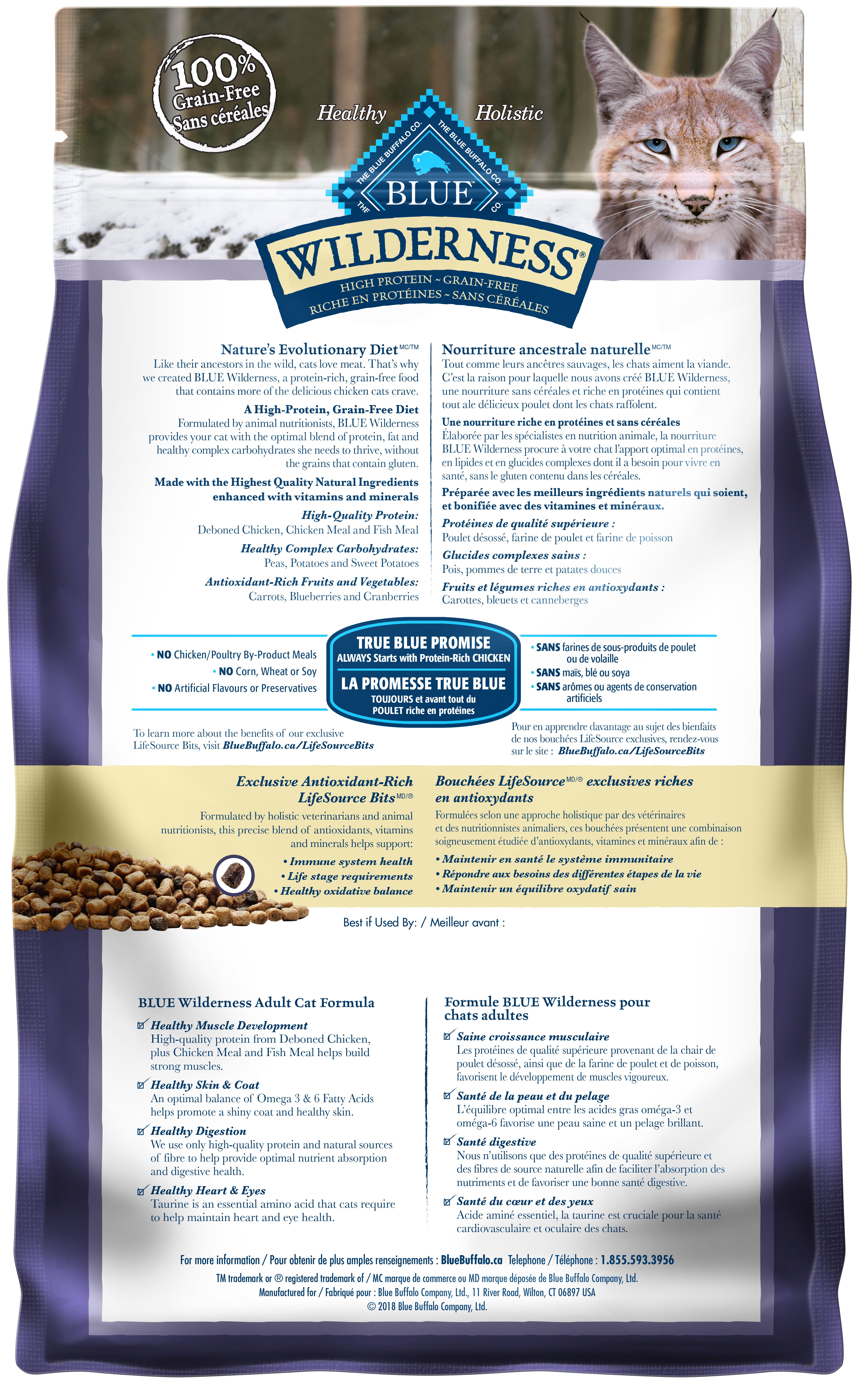 Blue Buffalo Wilderness Cat Food Adult Chicken - Image 2 - Blue Buffalo - PetMax Canada