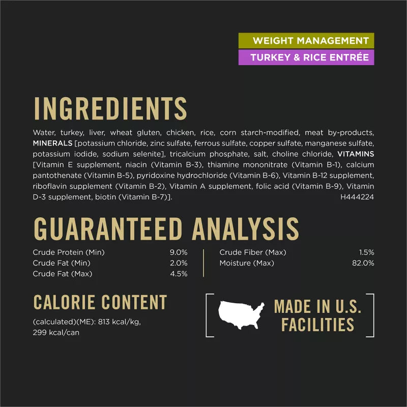 Purina Pro Plan Canned Dog Food Focus Adult Weight Management Turkey & Rice