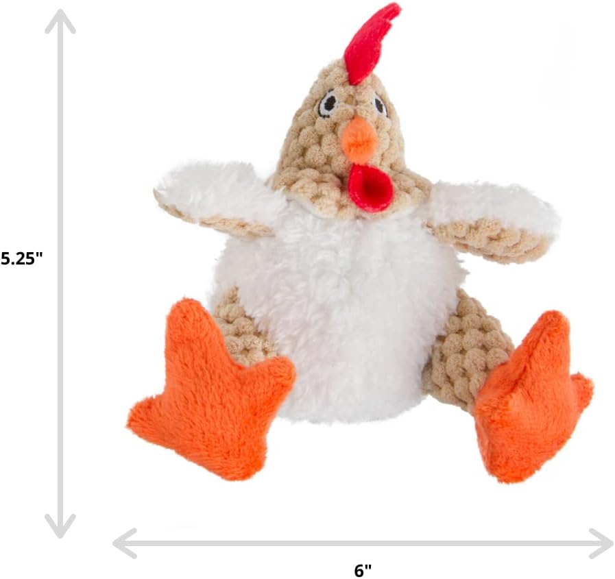 goDog Just For Me Fat White Rooster Plush Dog Toy - Size 6 x 5.25 inches - PetMax Canada