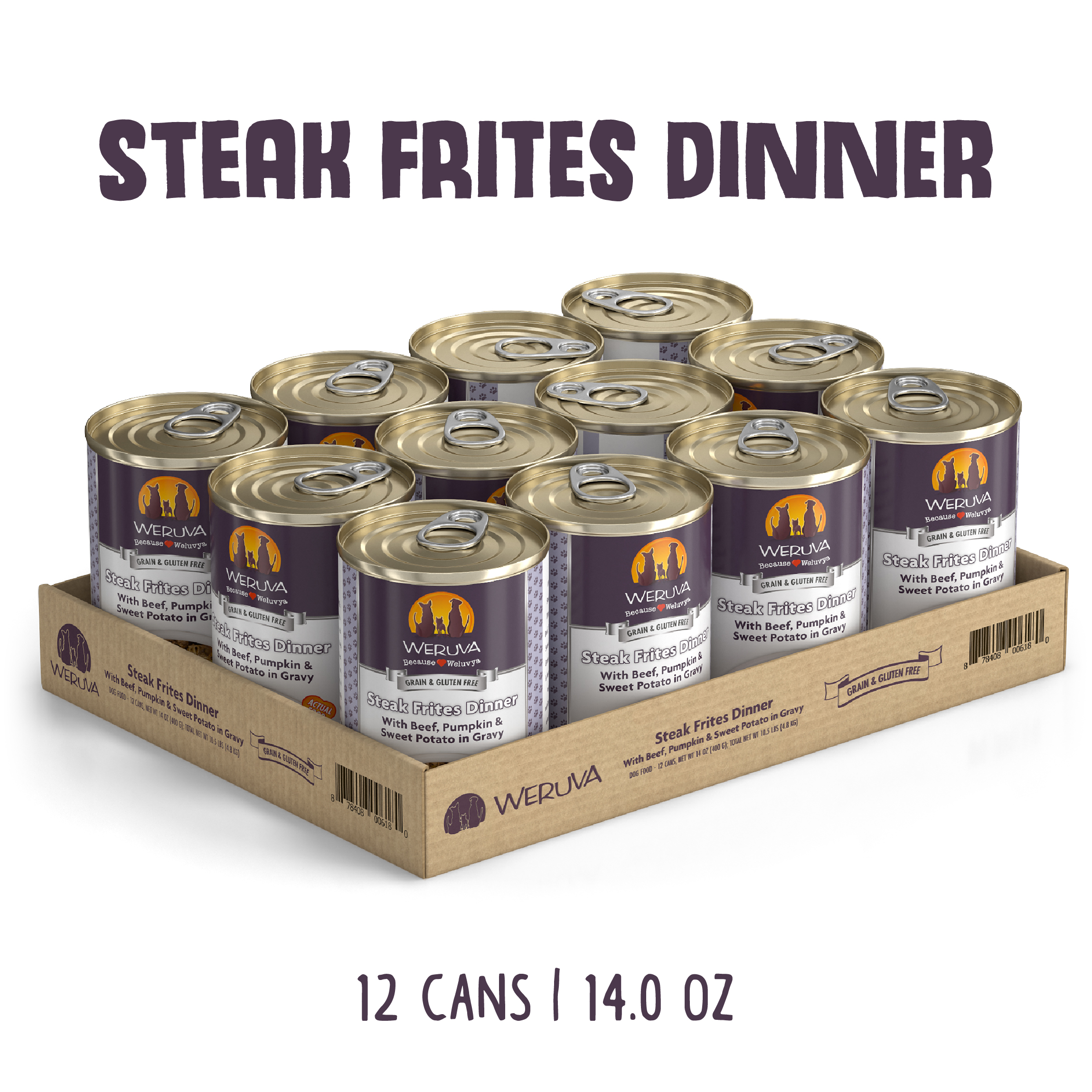 Weruva Classic Steak Frites Dinner with Beef, Pumpkin & Sweet Potatoes in Gravy Grain-Free Canned Dog Food - Canned Dog Food - Weruva - PetMax Canada