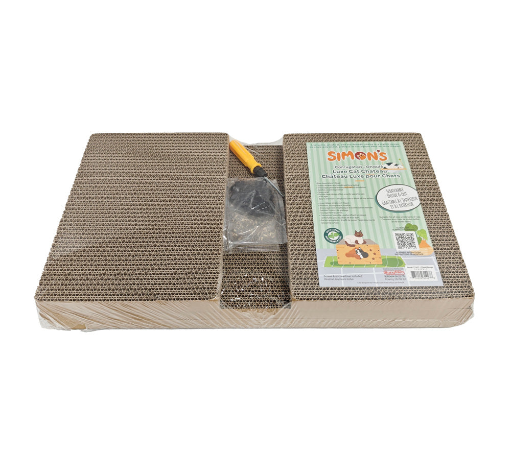 Simon's Corrugated Luxe Cat Chateau Scratcher with Catnip - Interior View