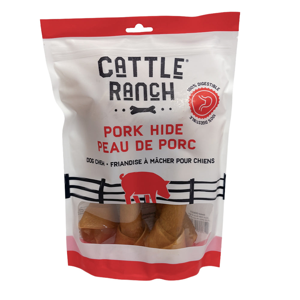 Burgham Cattle Ranch Porkhide Bone Dog Chews - 8" 4 pack front - PetMax Canada