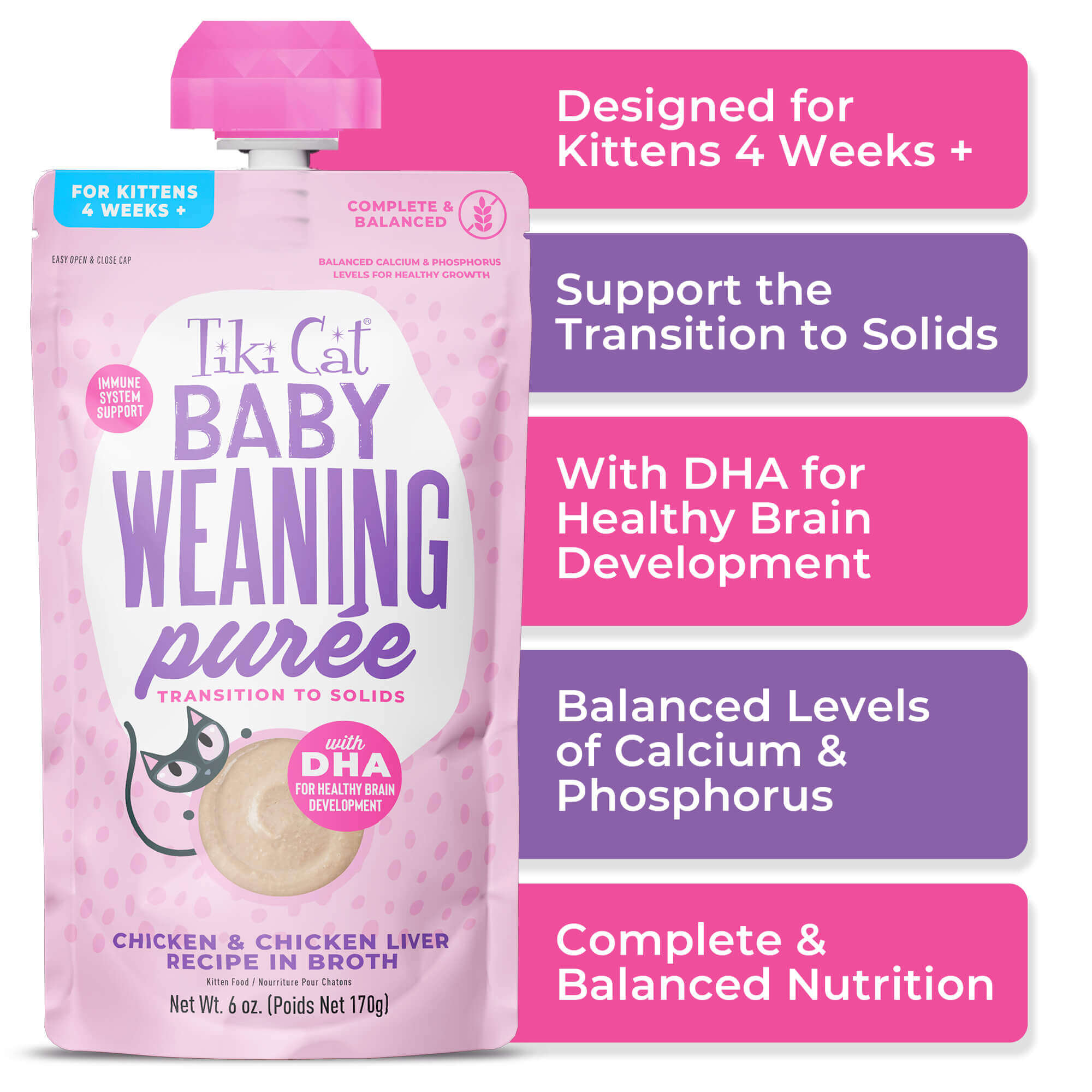 Tiki Baby Cat Weaning Puree Chicken & Chicken Liver Recipe in Broth