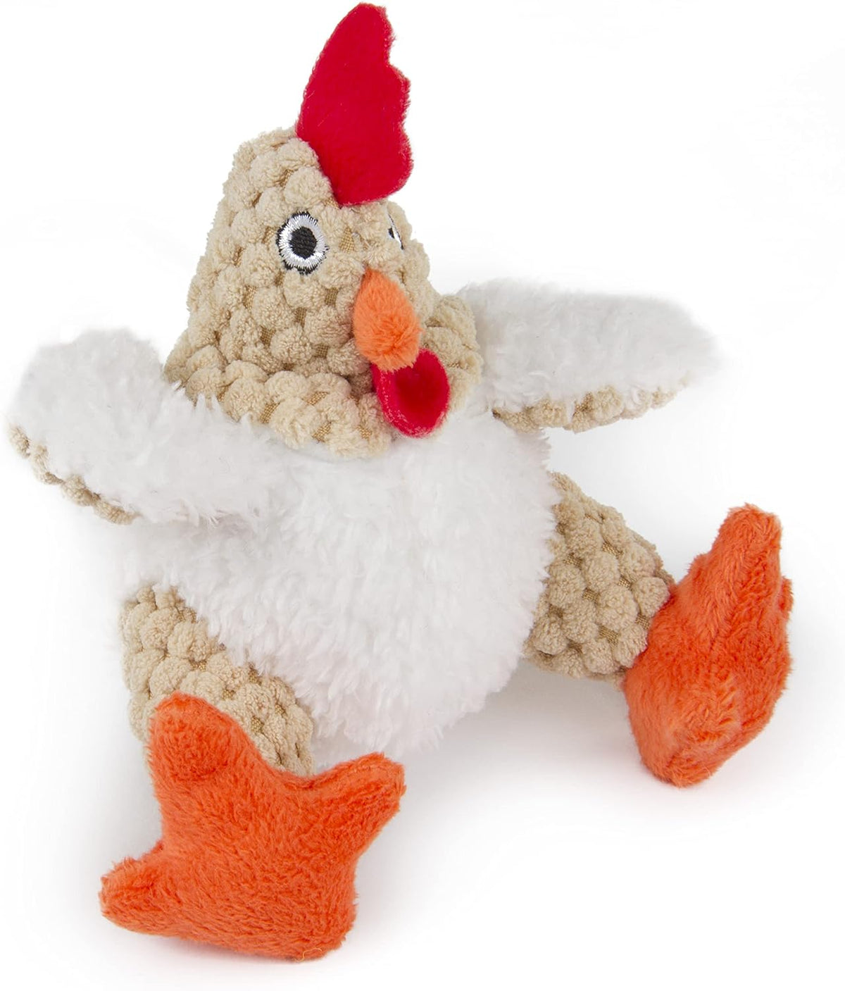 goDog Just For Me Fat White Rooster Plush Dog Toy - Three-quarter view - PetMax Canada
