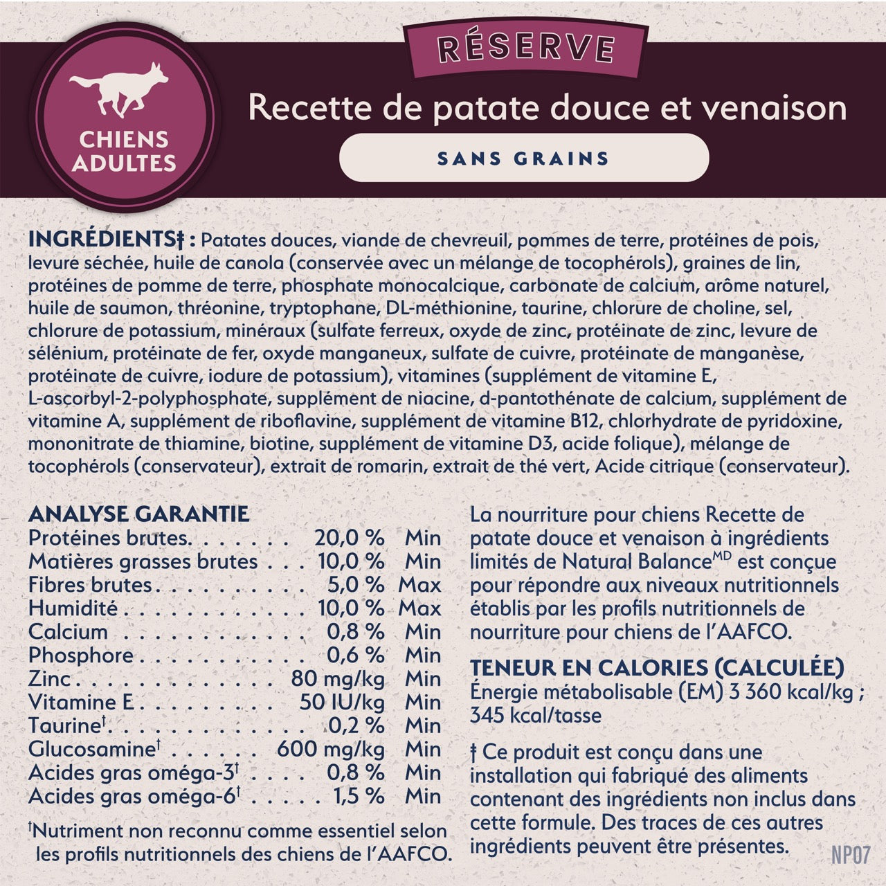 Natural Balance Limited Ingredient Diet Sweet Potato & Venison Dog Food