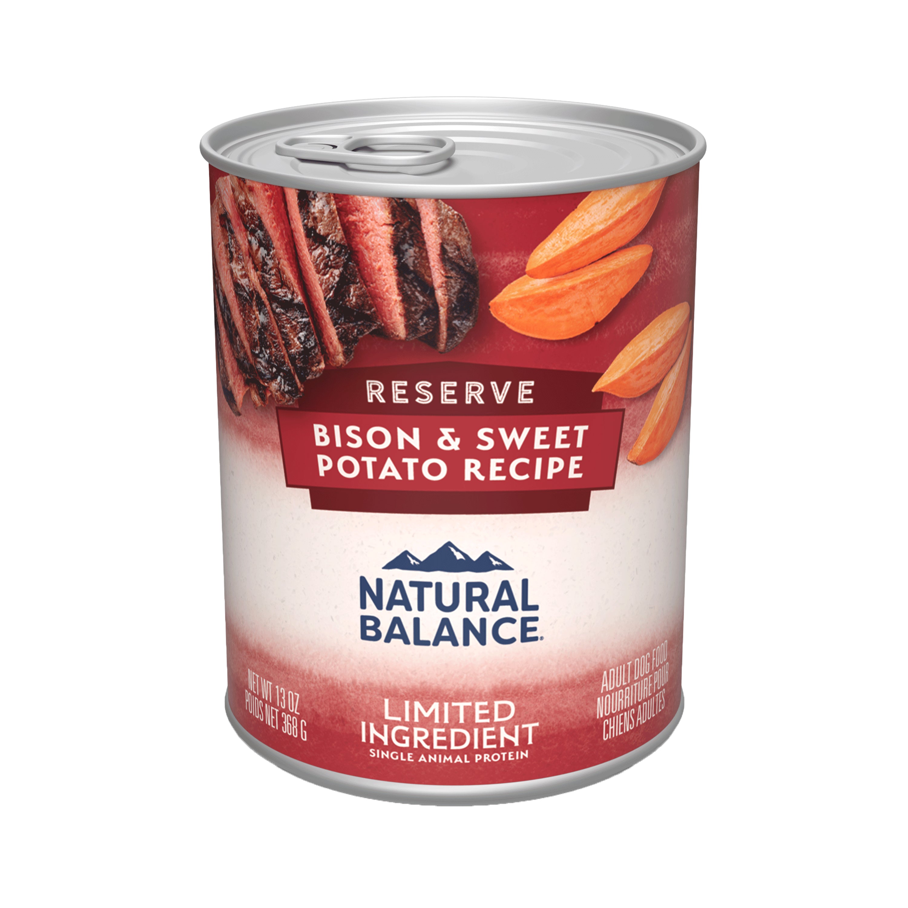 Natural Balance Limited Ingredient Reserve Bison & Sweet Potato Paté Wet Dog Food - 368g - front of can (3000x3000, transparent background) - Natural Balance - PetMax Canada