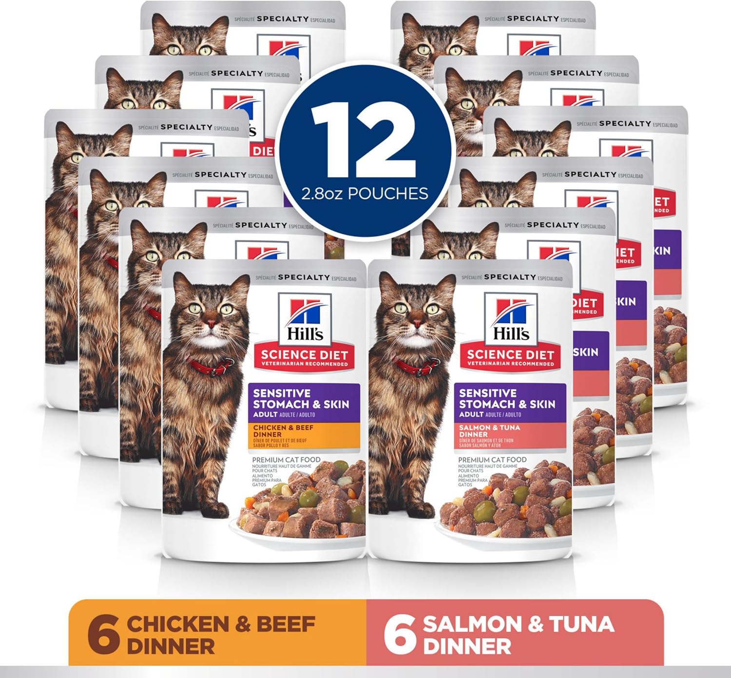 Hill's Science Diet Feline Sensitive Stomach & Skin Variety Pack Pouches Cat Food