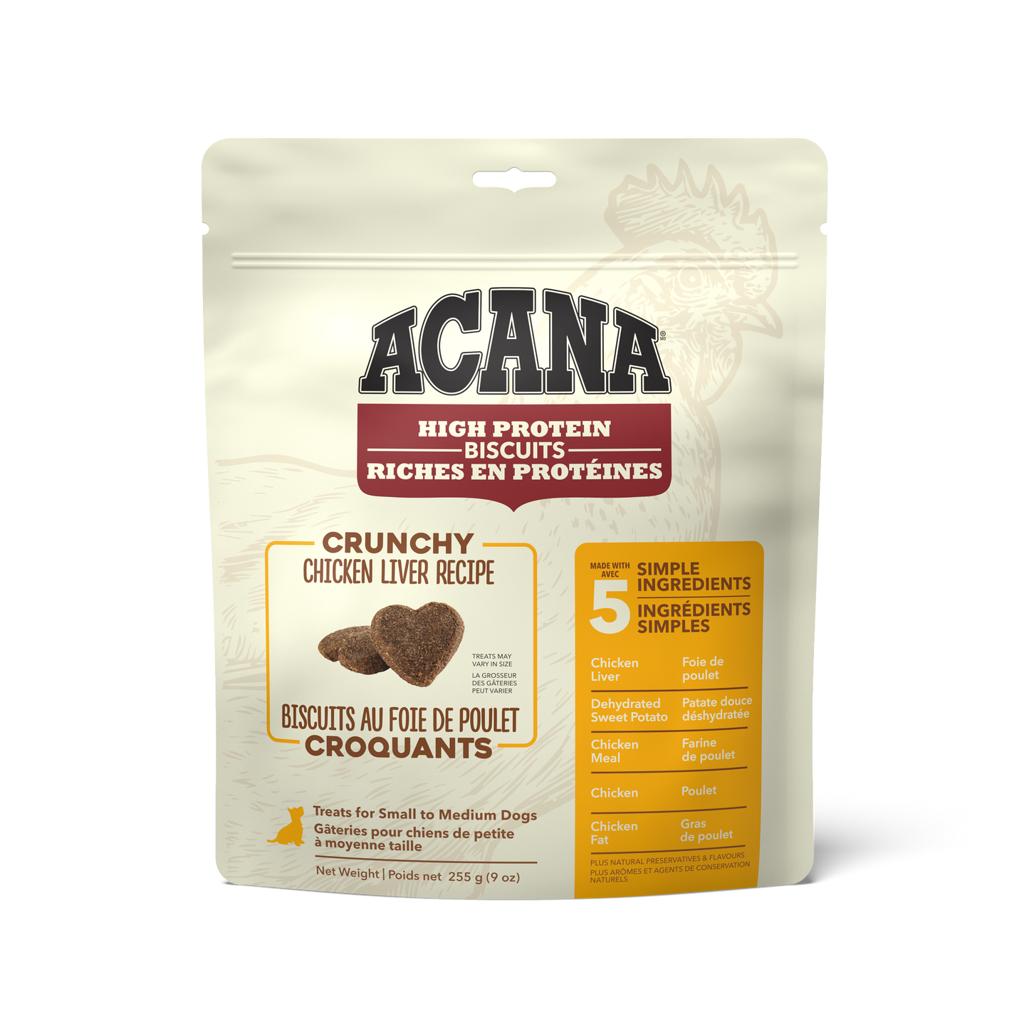 Acana High Protein Dog Biscuits Crunchy Chicken Liver Recipe Small Dog Treats | PetMax Canada