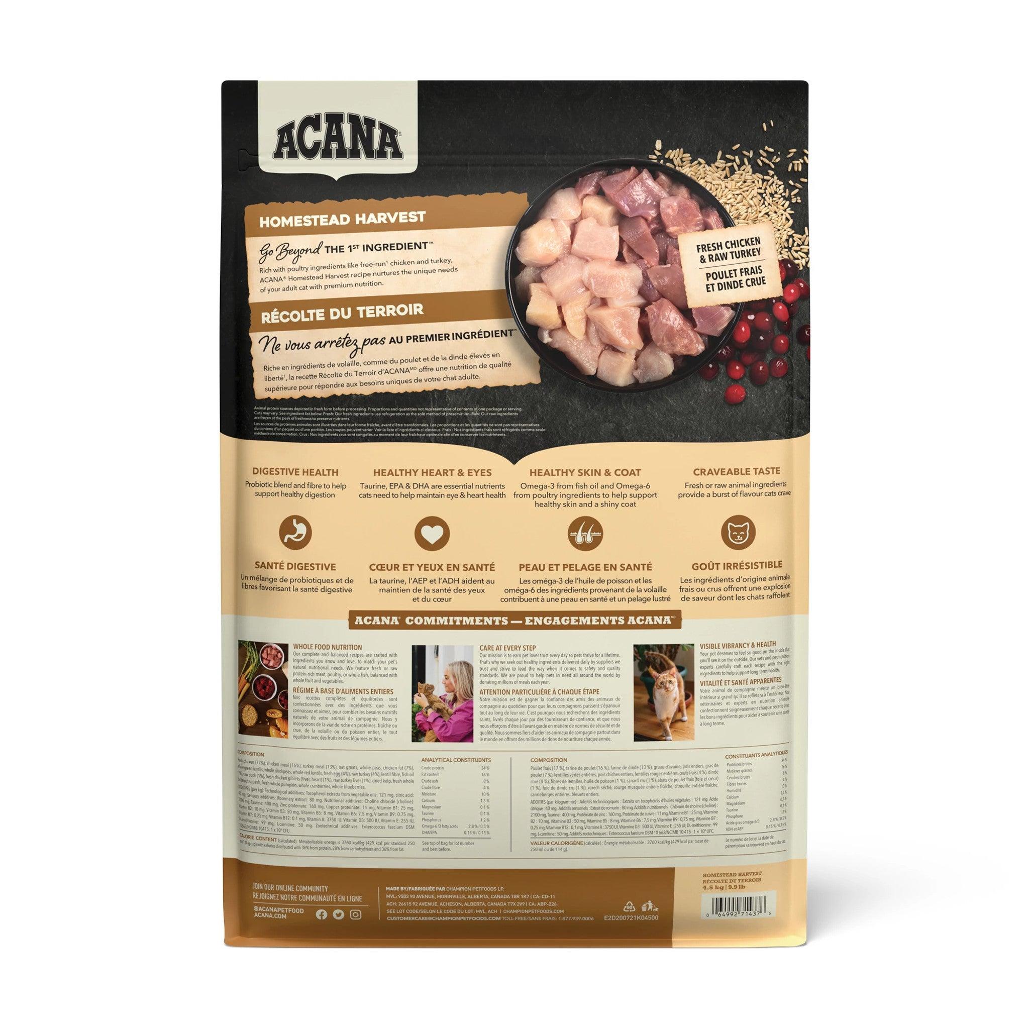 Acana Premium Cat Food Homestead Harvest Recipe - 1.8 Kg - Cat Food - Acana - PetMax Canada