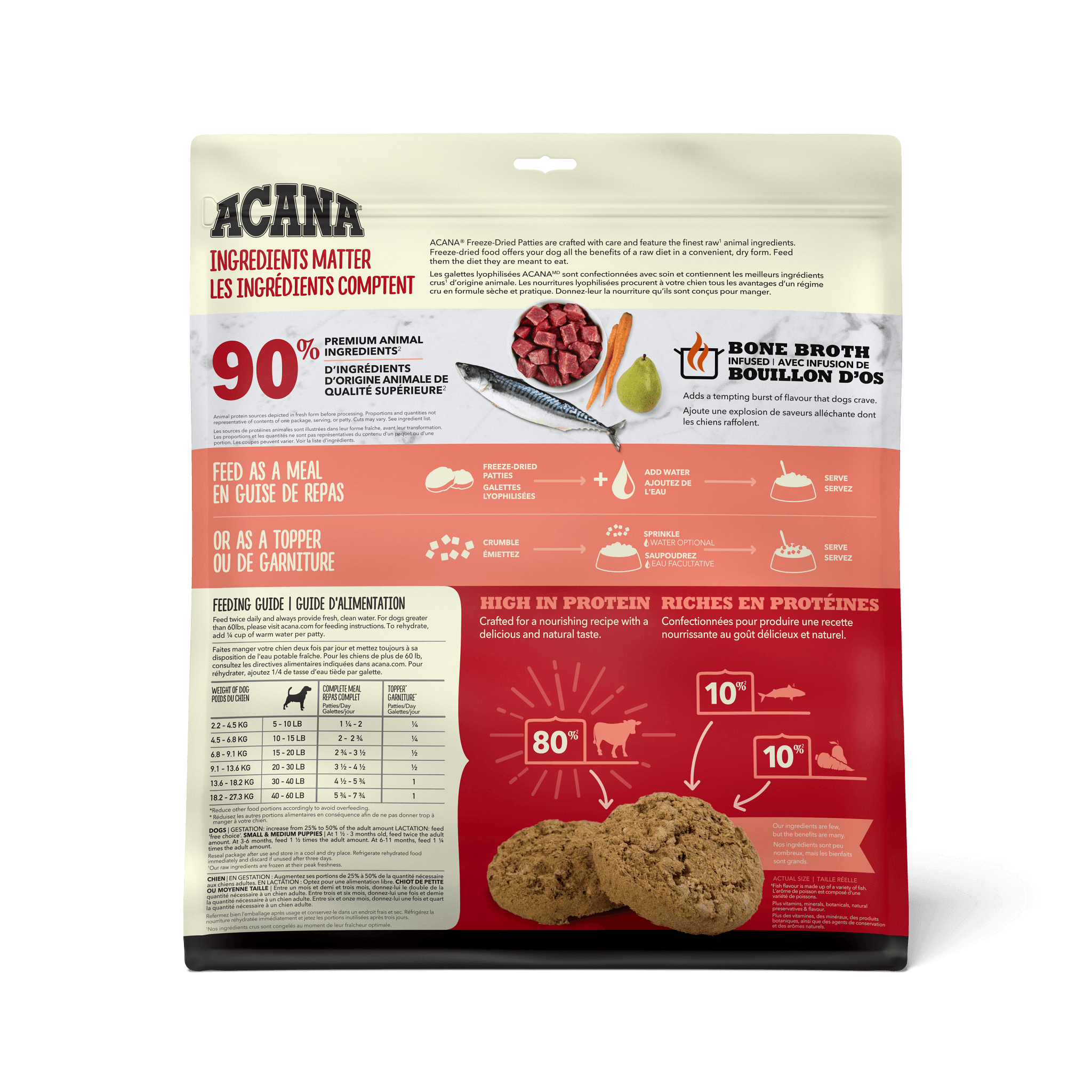 Acana Freeze-Dried Food Patties Ranch-Raised Beef Recipe - 397g / Patties - Dog Food - Acana - PetMax Canada