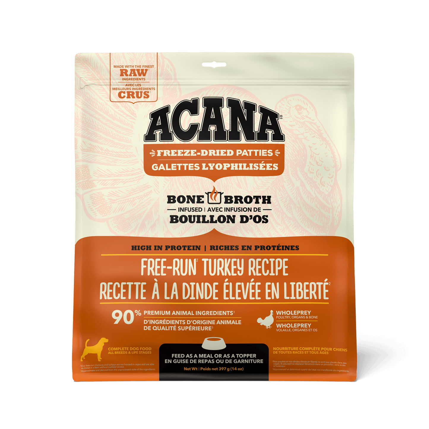 Acana Freeze-Dried Food Patties Free-Run Turkey Recipe Dog Food | PetMax Canada