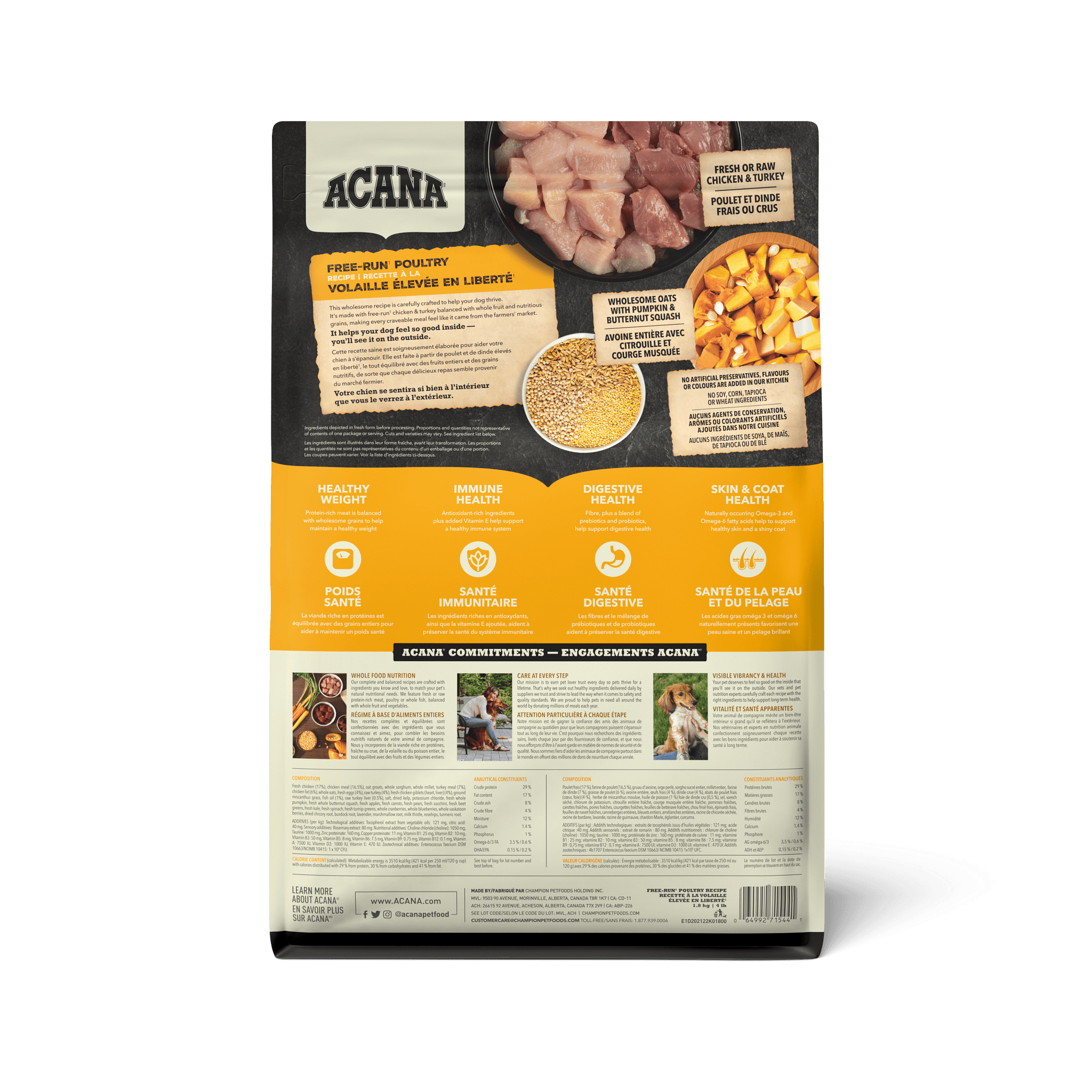 Acana Healthy Grains Free-Run Poultry Dry Dog Food Recipe - 1.8 Kg - Dog Food - Acana - PetMax Canada