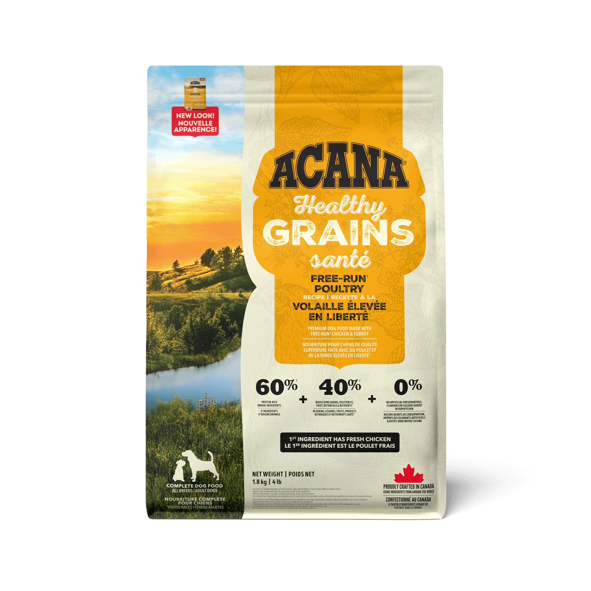 Acana Healthy Grains Free-Run Poultry Dry Dog Food Recipe - 1.8 Kg - Dog Food - Acana - PetMax Canada