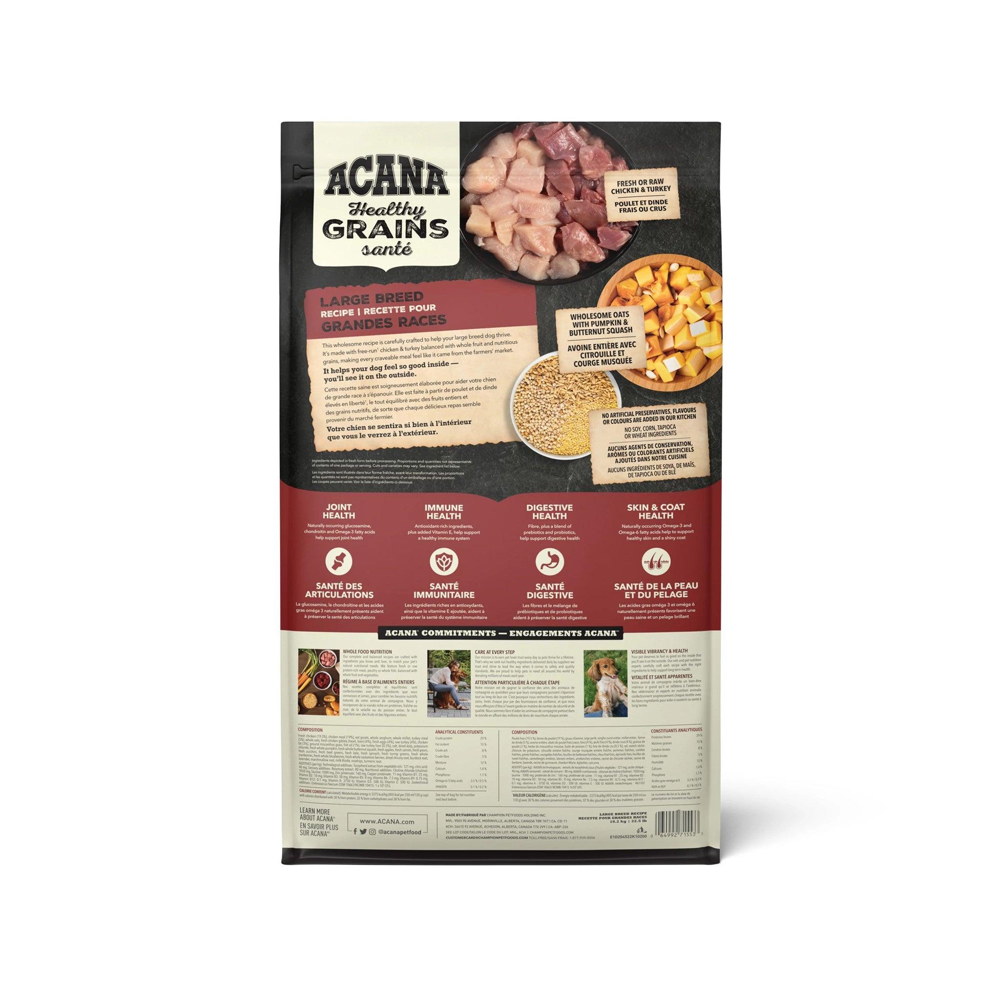 Acana Healthy Grains Large Breed Dog Food Recipe - 10.2 Kg - Dog Food - Acana - PetMax Canada