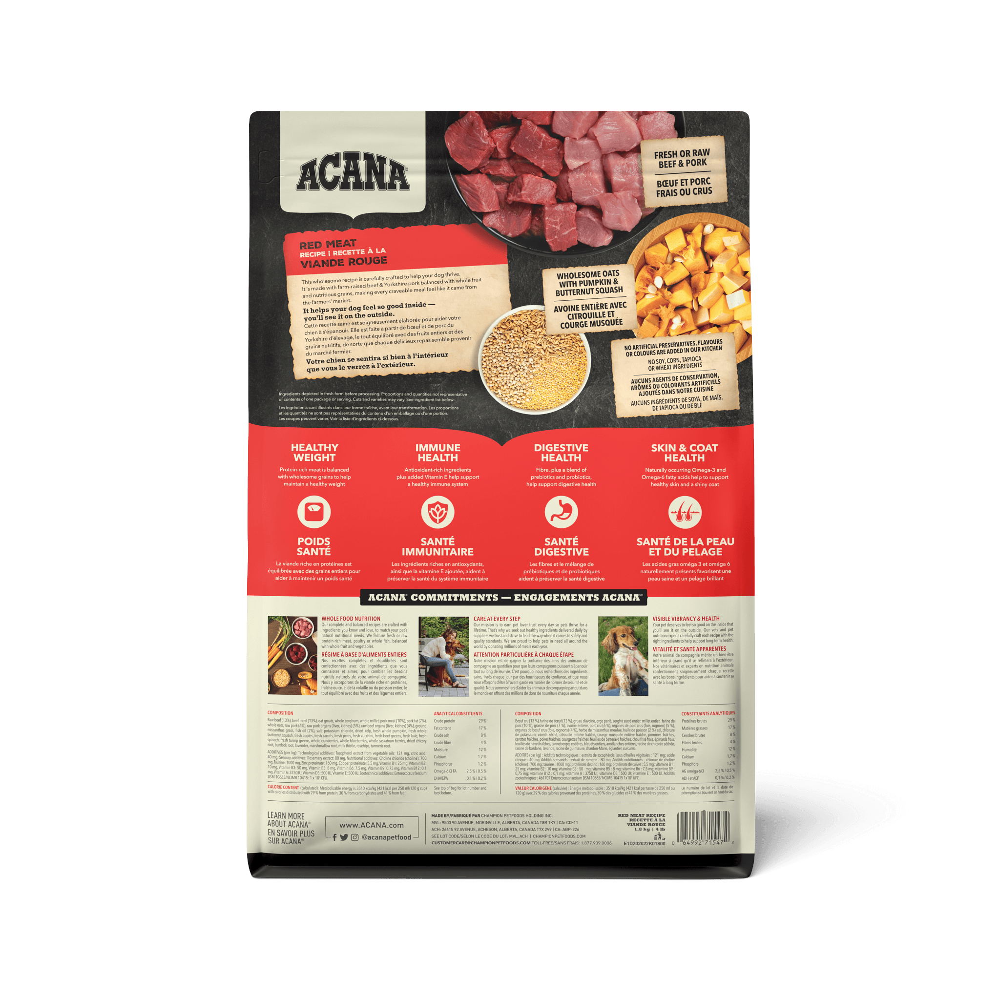 Acana Healthy Grains Ranch Raised Red Meat Dry Dog Food Recipe - 1.8 Kg - Dog Food - Acana - PetMax Canada