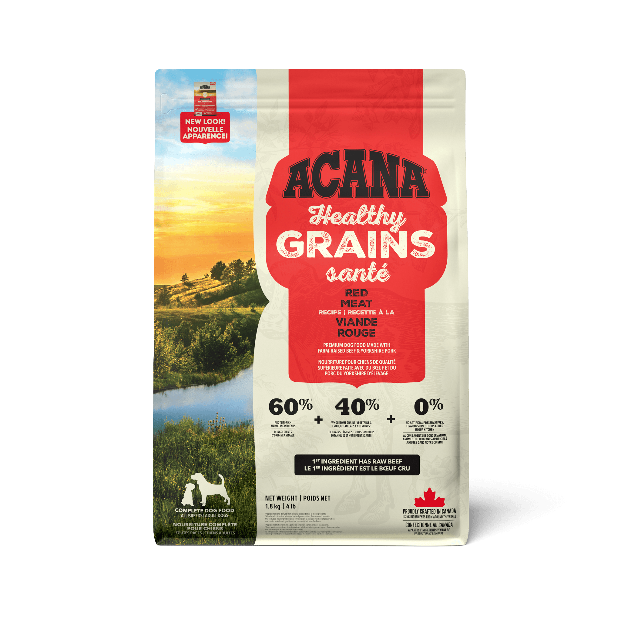 Acana Healthy Grains Ranch Raised Red Meat Dry Dog Food Recipe - 1.8 Kg - Dog Food - Acana - PetMax Canada