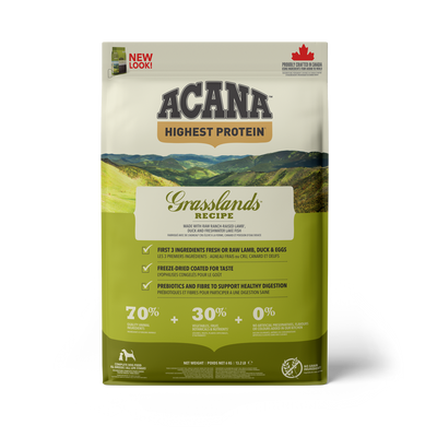 Acana Highest Protein Grasslands Dry Dog Food Recipe  Dog Food  | PetMax Canada