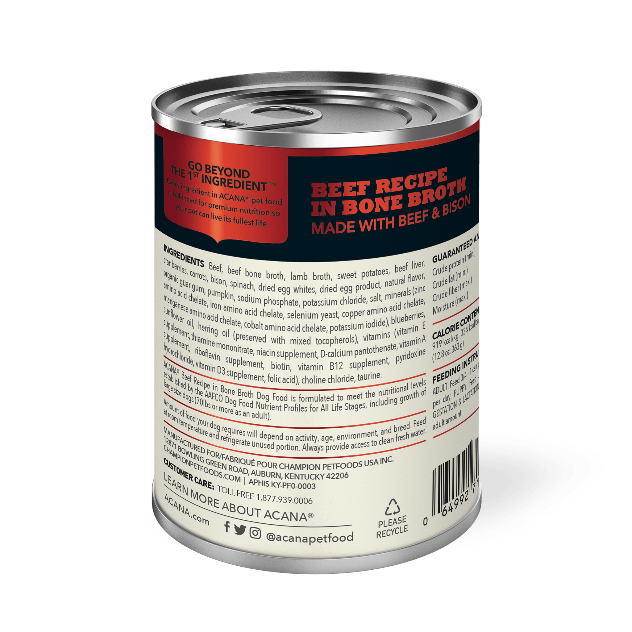 Acana Wet Dog Food Beef Recipe In Bone Broth - 363g - Canned Dog Food - Acana - PetMax Canada