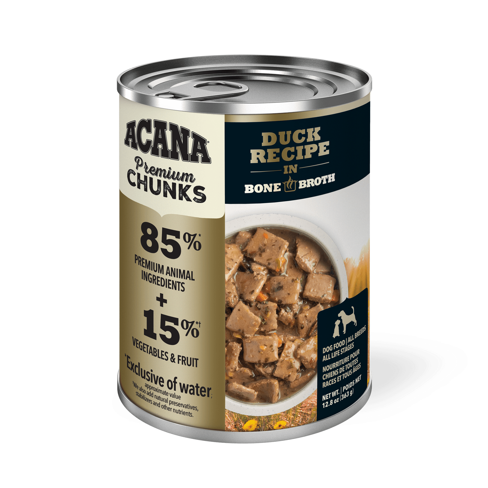 Acana Wet Dog Food Duck Recipe In Bone Broth - 363g - Canned Dog Food - Acana - PetMax Canada