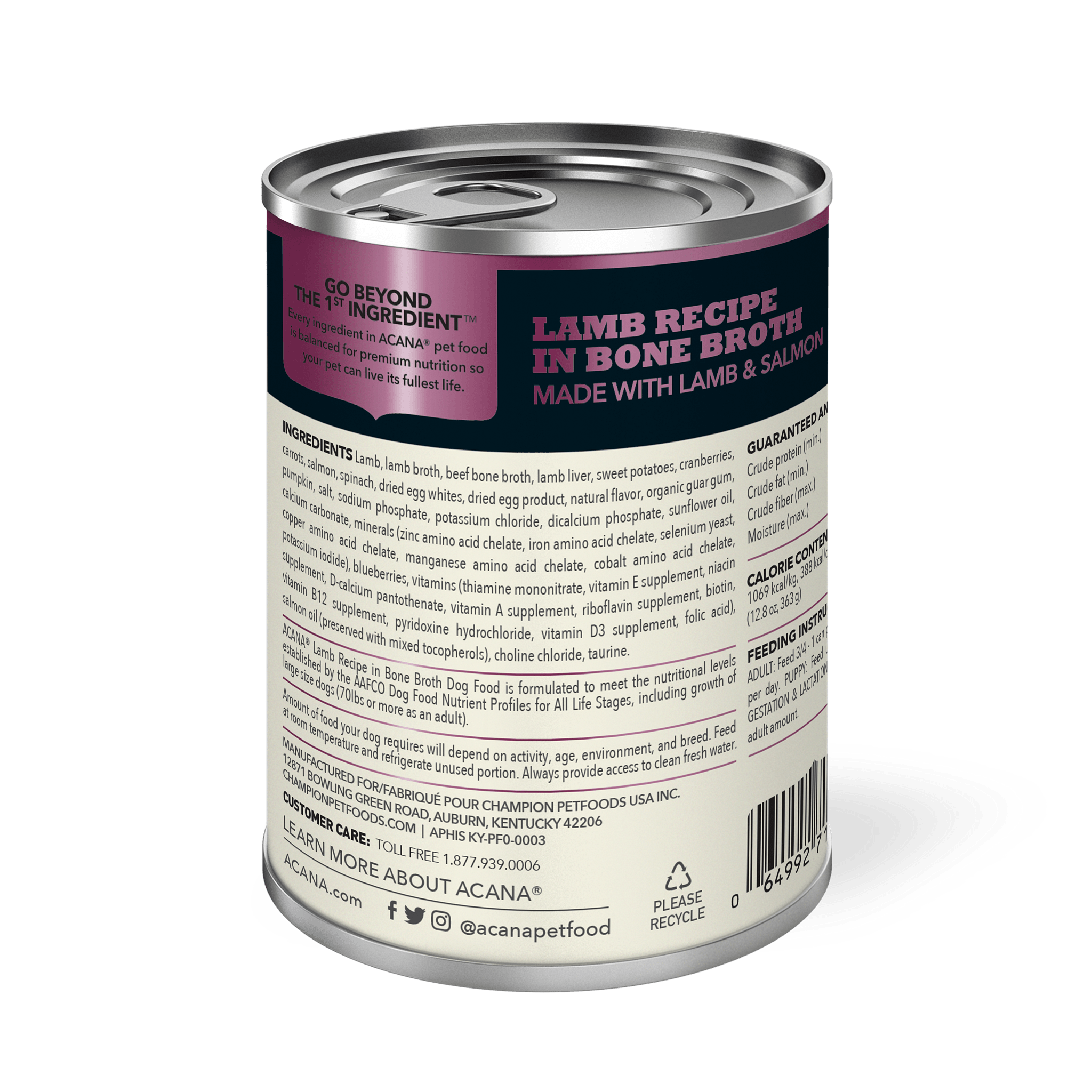 Acana Wet Dog Food Lamb Recipe In Bone Broth - 363g - Canned Dog Food - Acana - PetMax Canada