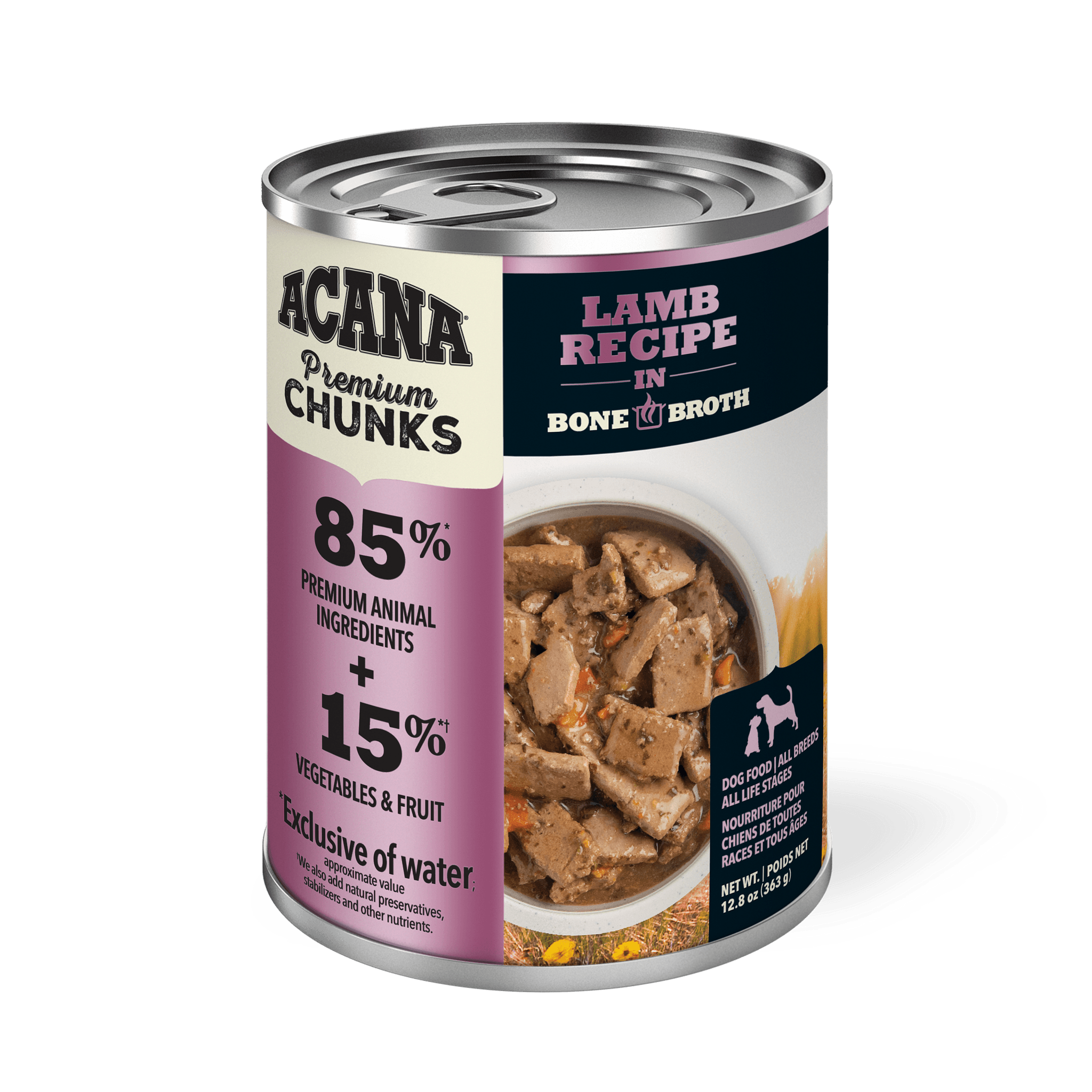 Acana Wet Dog Food Lamb Recipe In Bone Broth - 363g - Canned Dog Food - Acana - PetMax Canada