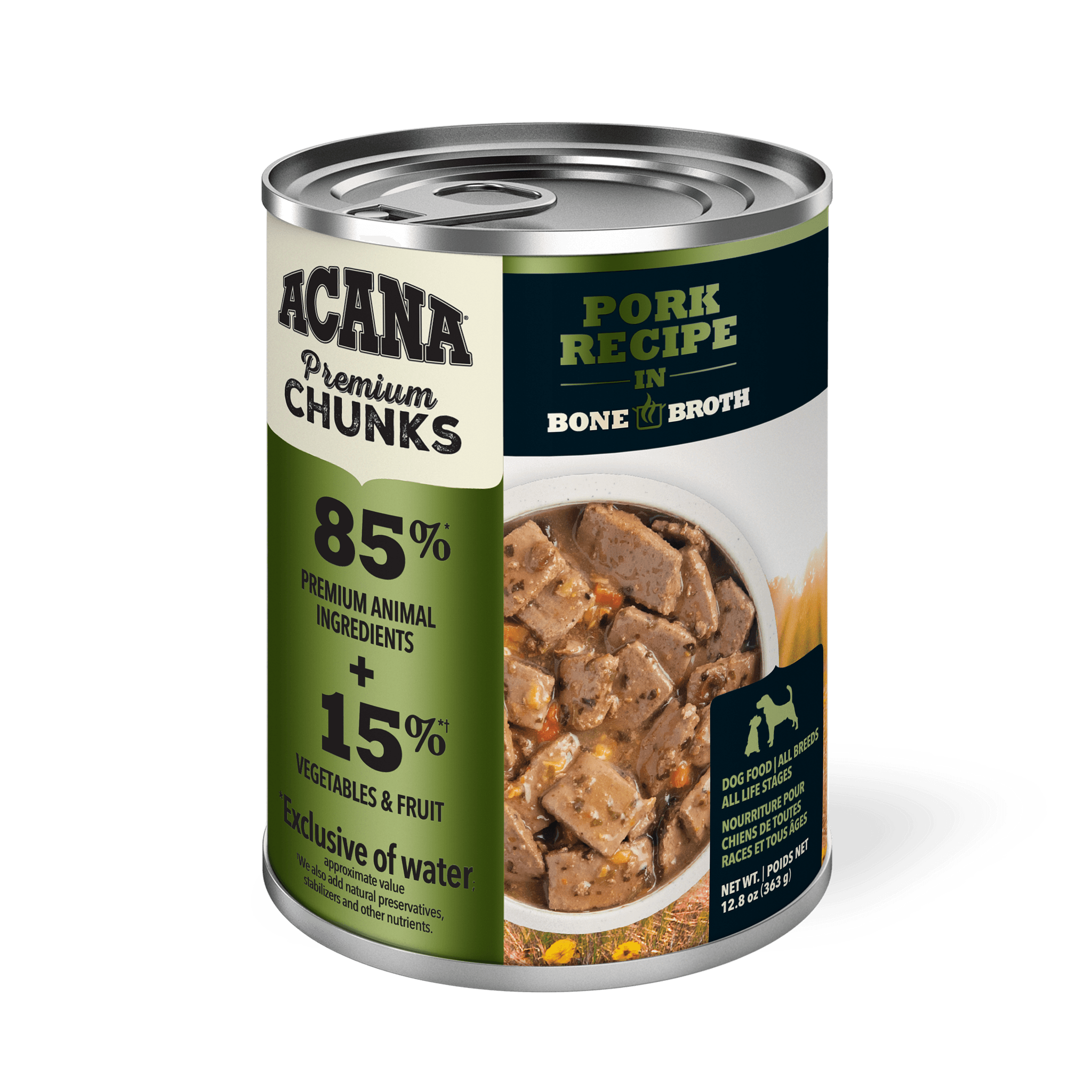 Acana Wet Dog Food Pork Recipe In Bone Broth - 363g - Canned Dog Food - Acana - PetMax Canada