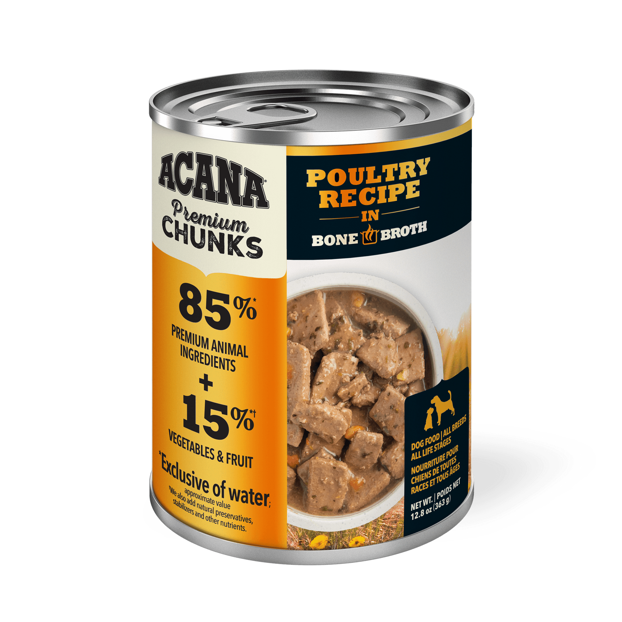 Acana Wet Dog Food Poultry Recipe In Bone Broth - 363g - Canned Dog Food - Acana - PetMax Canada