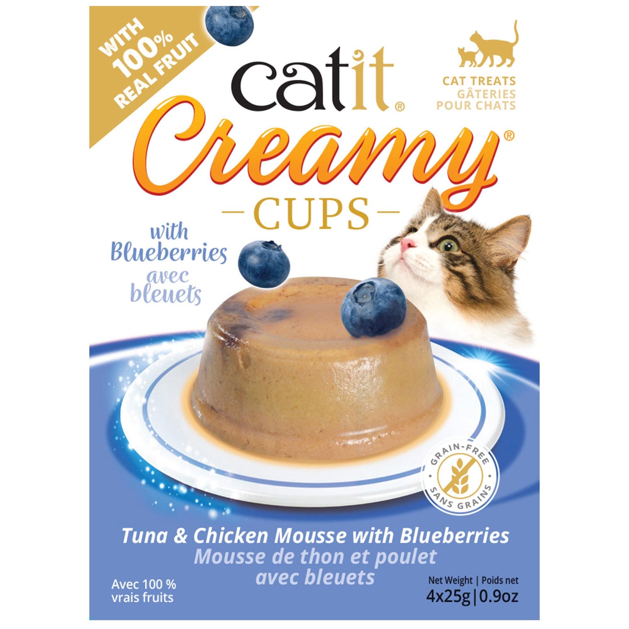 Catit Creamy Cups Tuna & Chicken Mousse with Blueberry - 4 Pack - Cat Treats - Catit - PetMax Canada
