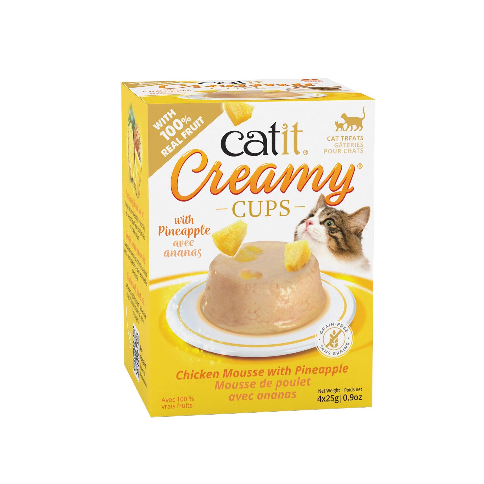 Catit Creamy Cups Chicken Mousse with Pineapple - 4 Pack - Cat Treats - Catit - PetMax Canada