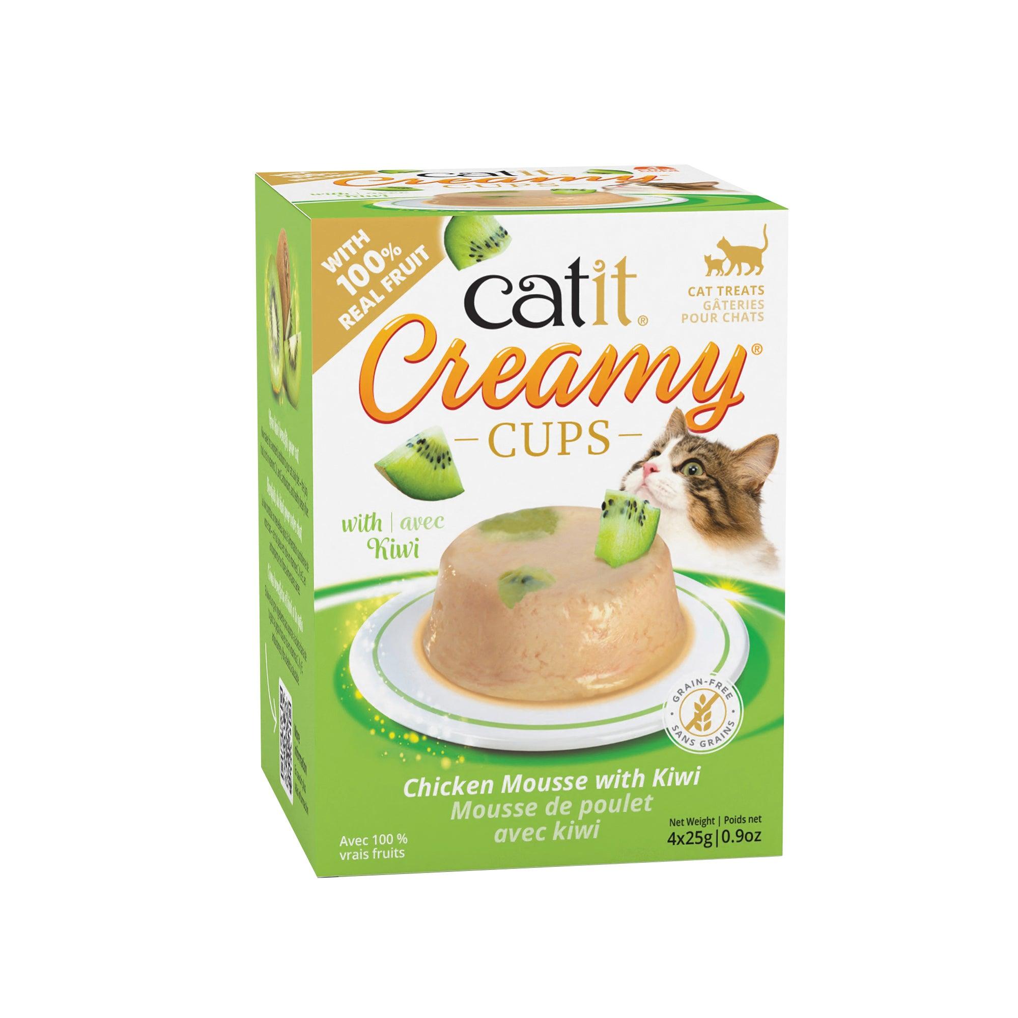 Catit Creamy Cups Chicken Mousse with Kiwi - 4 Pack - Cat Treats - Catit - PetMax Canada