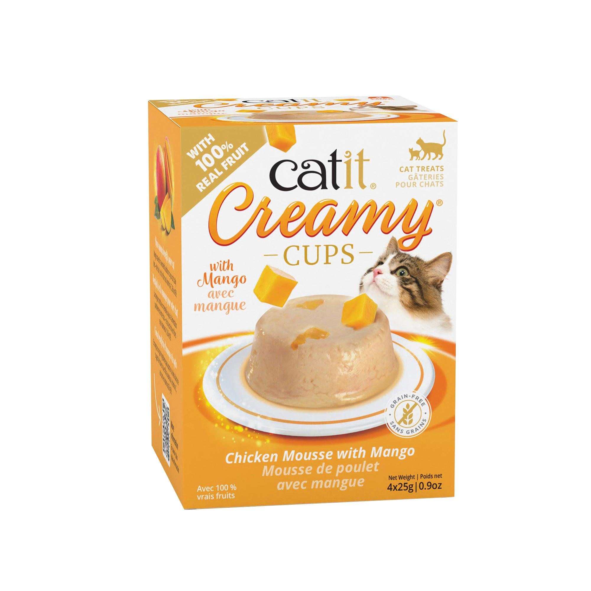 Catit Creamy Cups Chicken Mousse with Mango - 4 Pack - Cat Treats - Catit - PetMax Canada