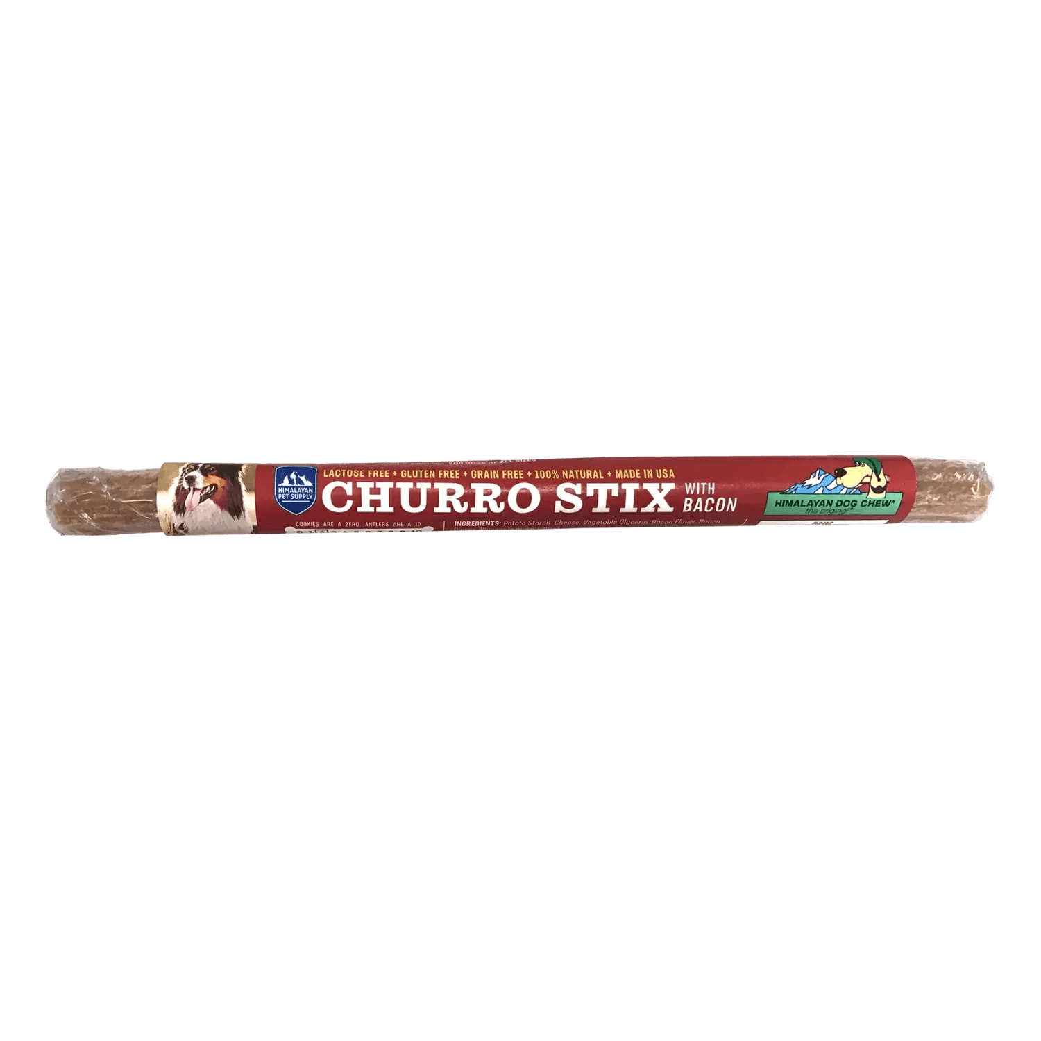 Himalayan Dog Chew Churro Bacon Dog Treat - 10 inch stick - Dog Treats - Himalayan Pet Supply - PetMax Canada
