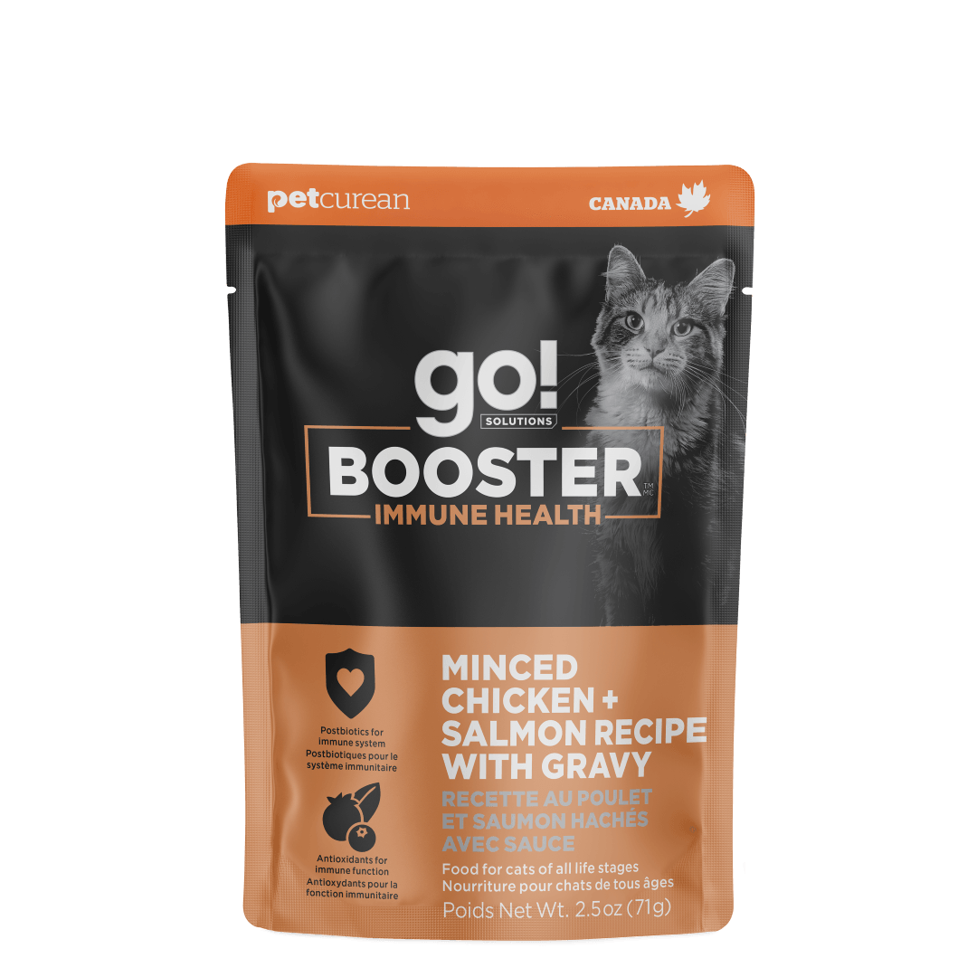 Go! Booster Immune Health Minced Chicken And Salmon With Gravy For Cats - 71g - Canned Cat Food - Go! - PetMax Canada