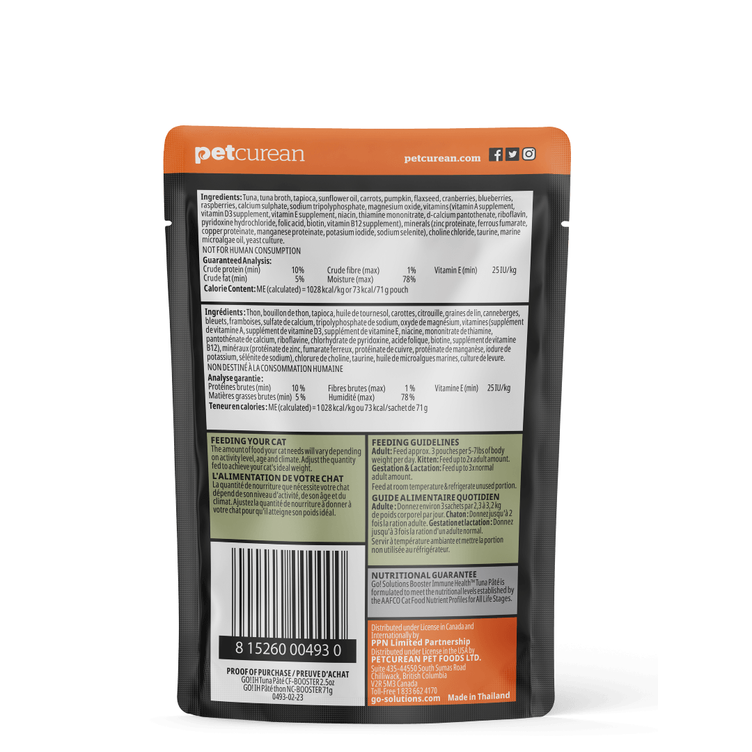 Go! Booster Immune Health Tuna Pate For Cats - 71g - Canned Cat Food - Go! - PetMax Canada