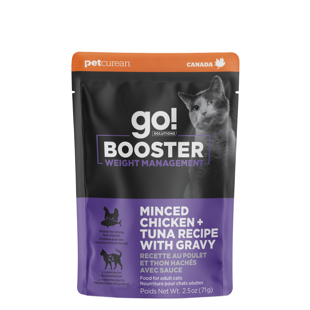 Go! Booster Weight Management Minced Chicken And Tuna With Gravy For Cats - 71g - Canned Cat Food - Go! - PetMax Canada