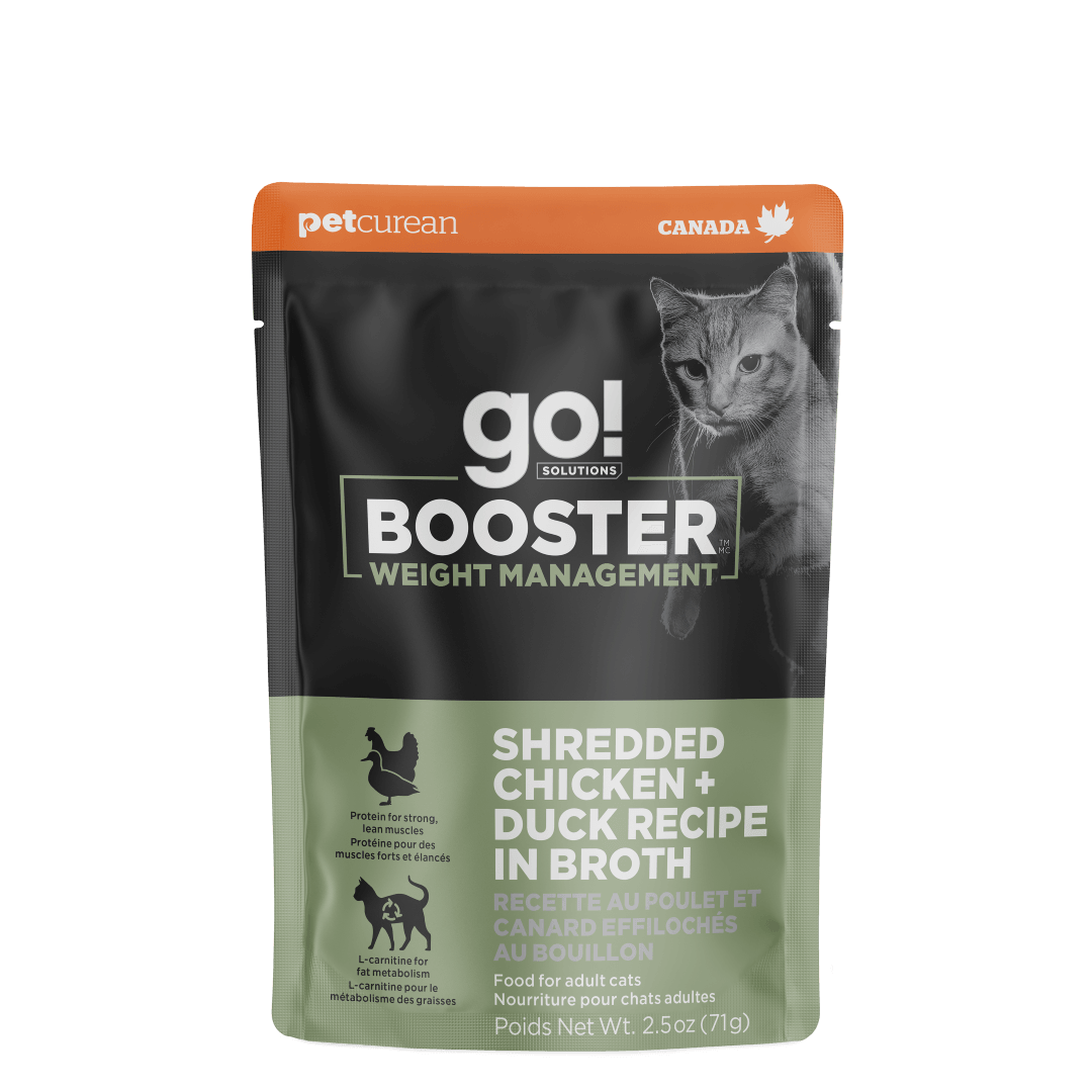 Go! Booster Weight Management Shredded Chicken And Duck In Broth For Cats - 71g - Canned Cat Food - Go! - PetMax Canada